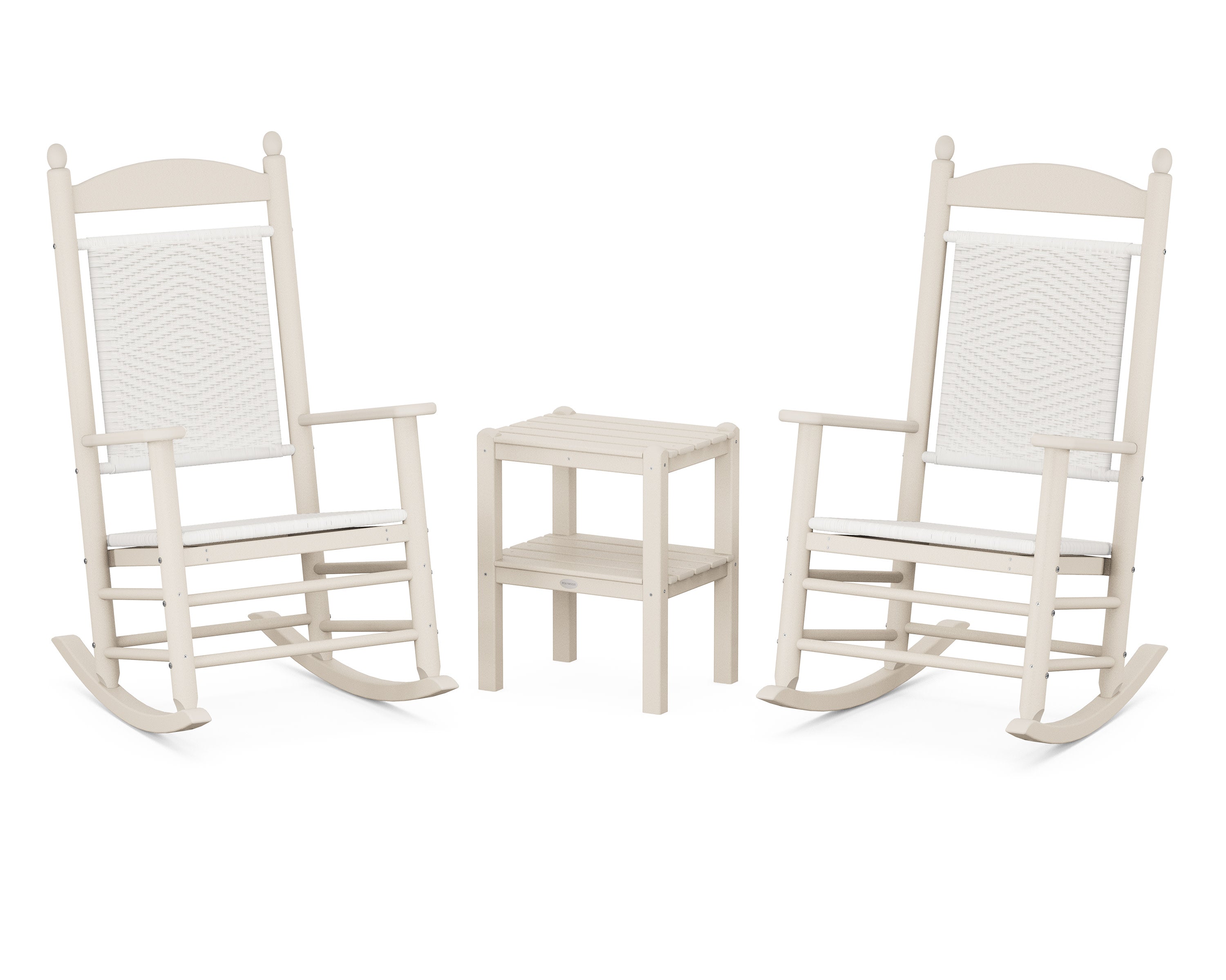 Jefferson 3-Piece Woven Rocker Set in Sand / White Loom