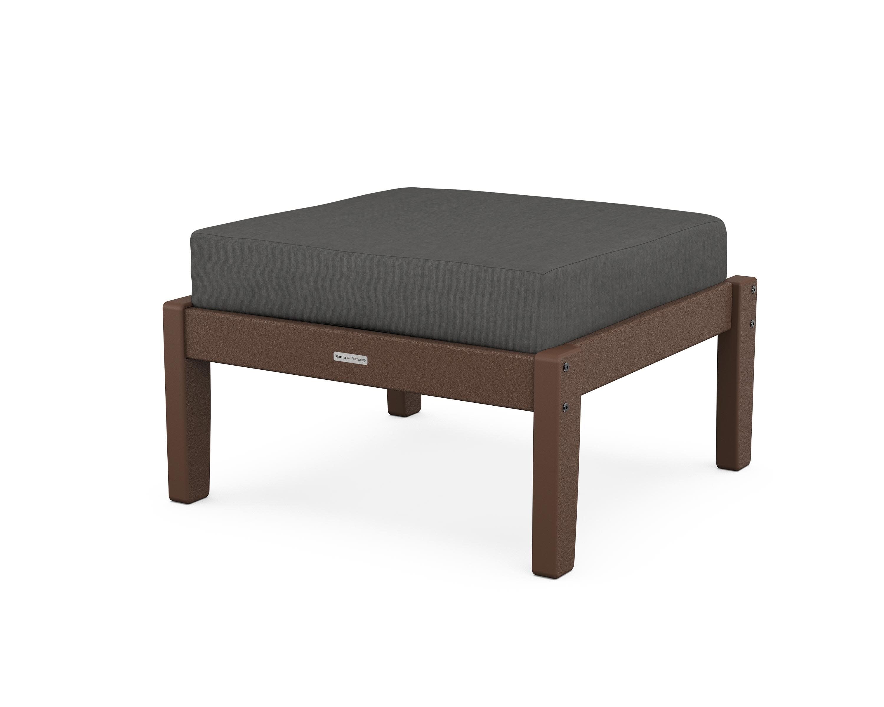 Chinoiserie Deep Seating Ottoman in Mahogany / Spectrum Carbon