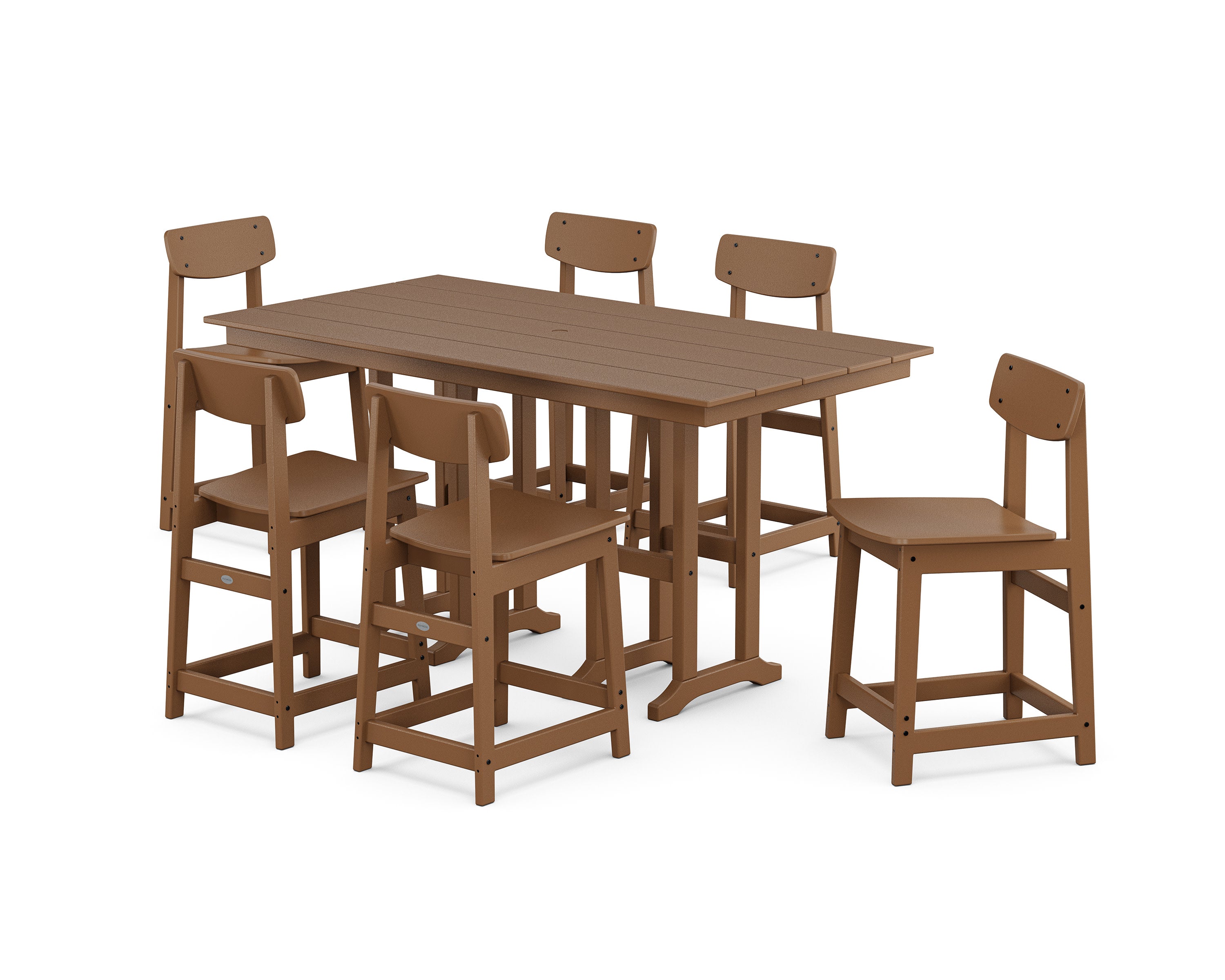 Modern Studio Urban Counter Chair 7-Piece Set in Teak