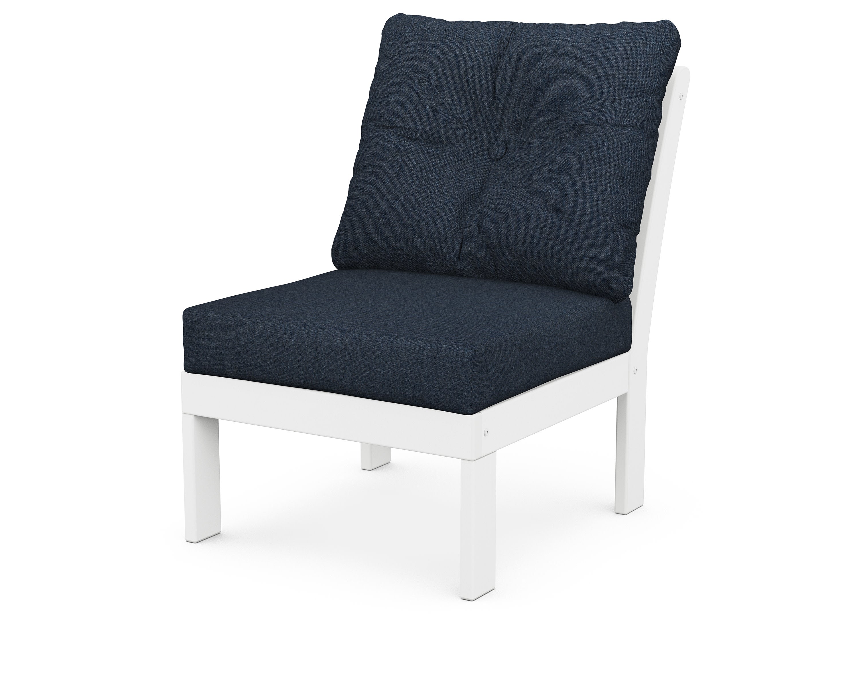 Vineyard Modular Armless Chair in White / Marine Indigo