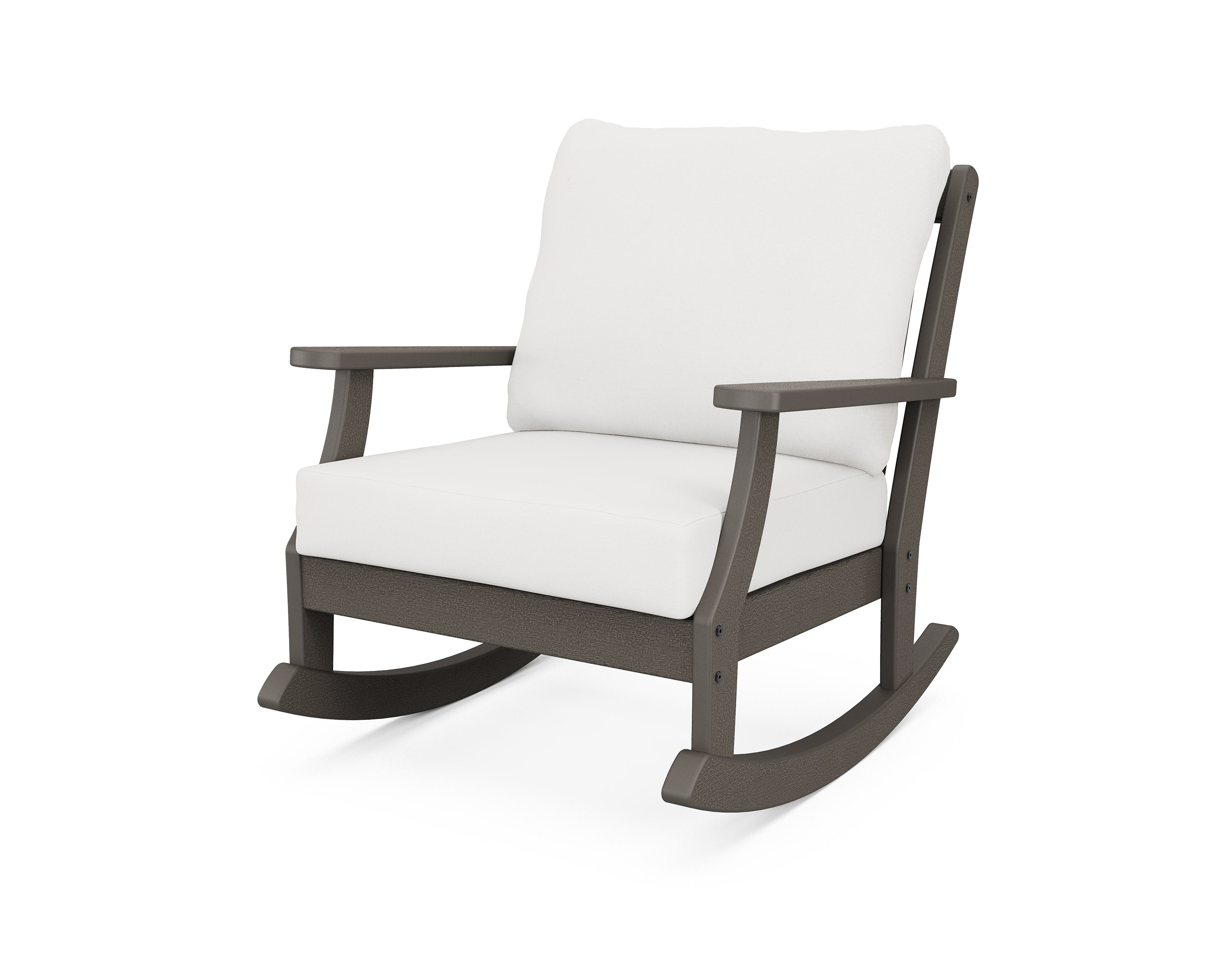 Braxton Deep Seating Rocking Chair in Vintage Coffee / Natural Linen