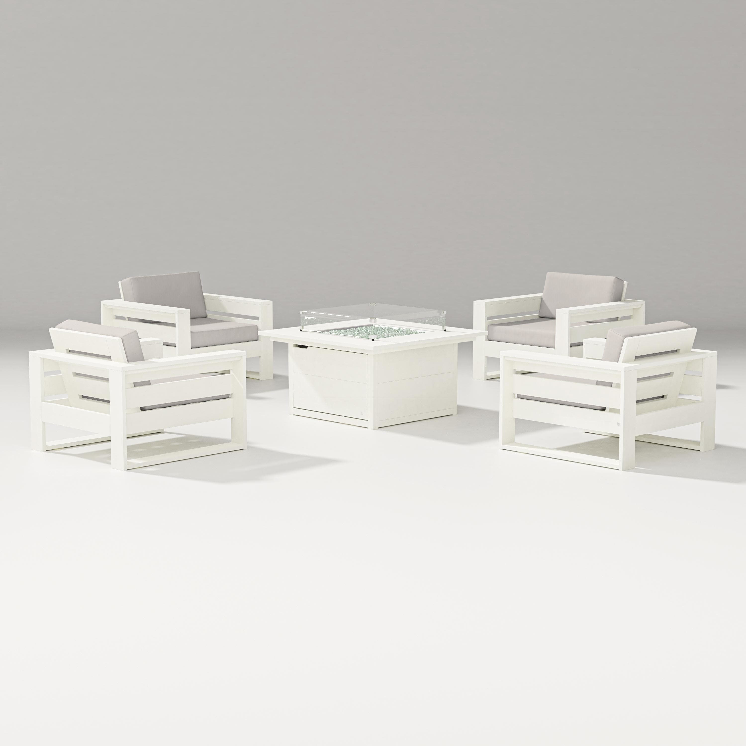 Latitude 5-Piece Lounge Fire Table Set in Vintage White / Cast Ash