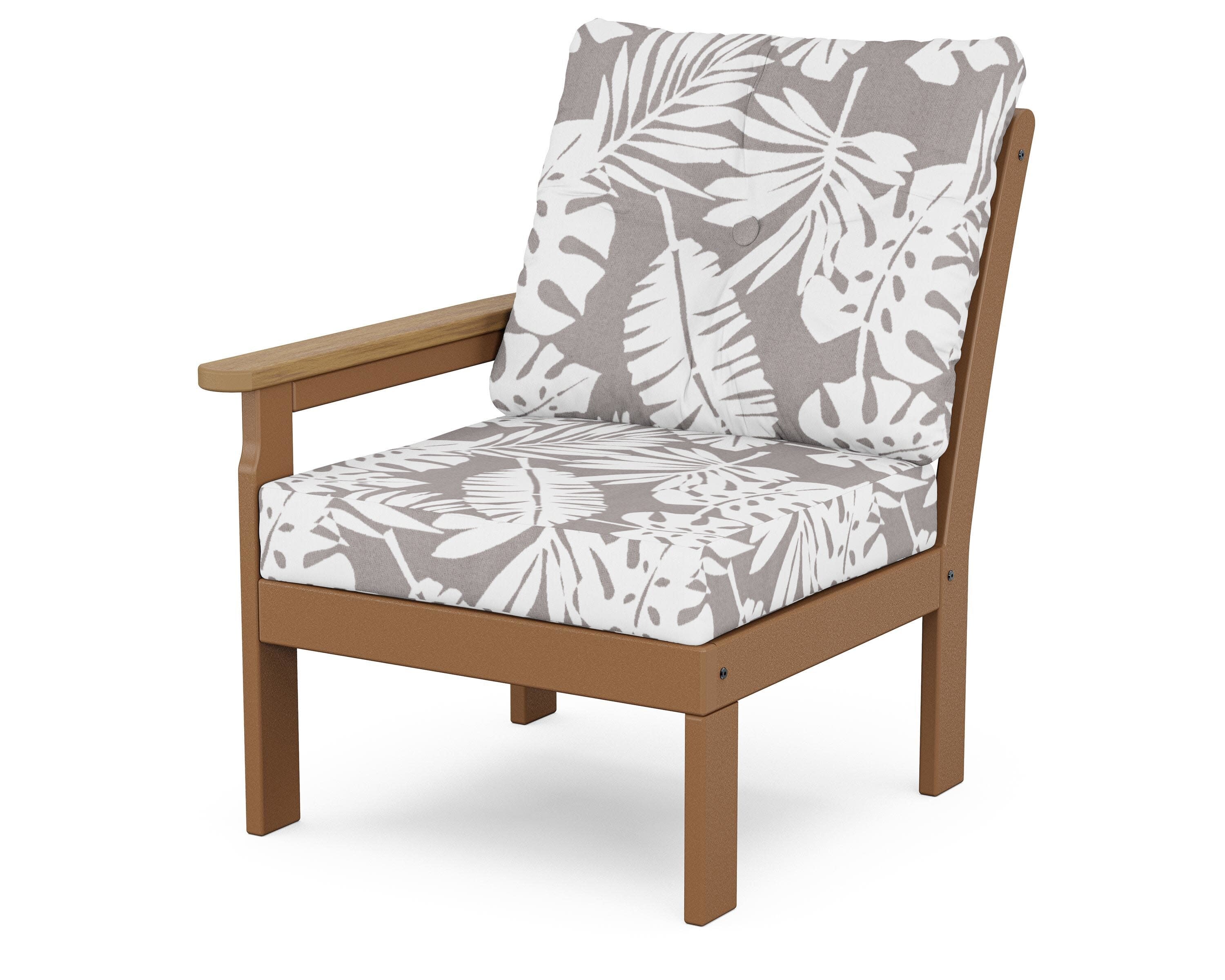 Vineyard Modular Left Arm Chair in Teak / Natural / Leaf Grey Mist