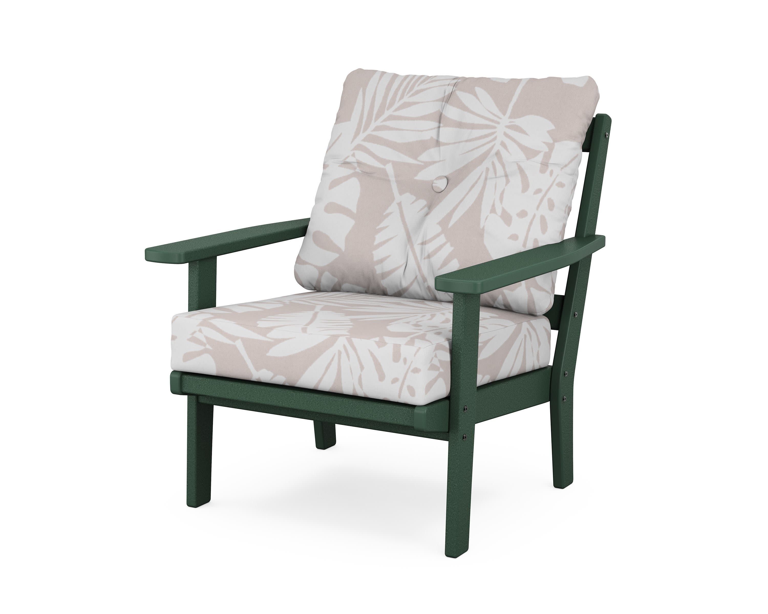 Oxford Deep Seating Chair in Green / Leaf Dune Burlap