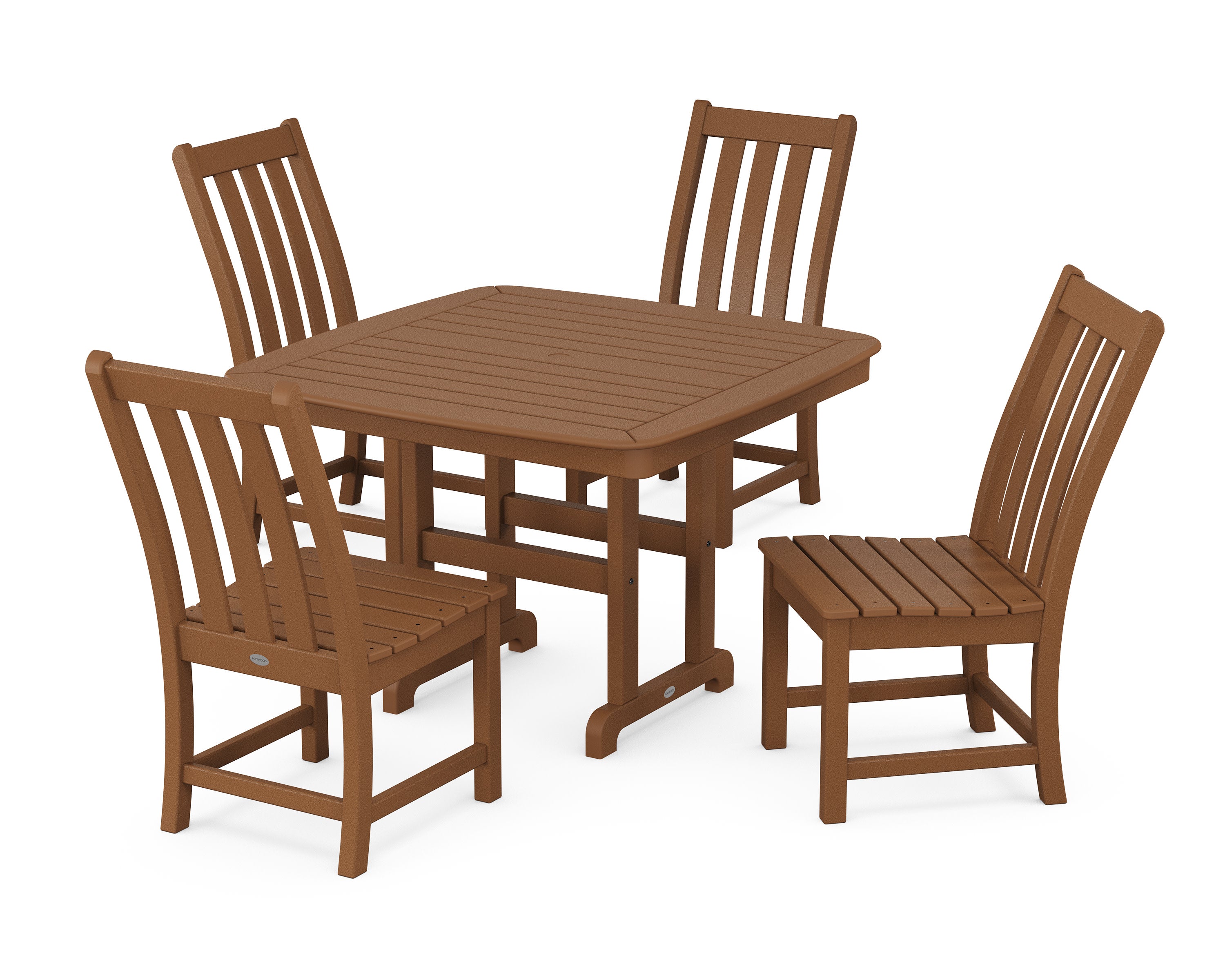 Vineyard Side Chair 5-Piece Dining Set with Trestle Legs in Teak