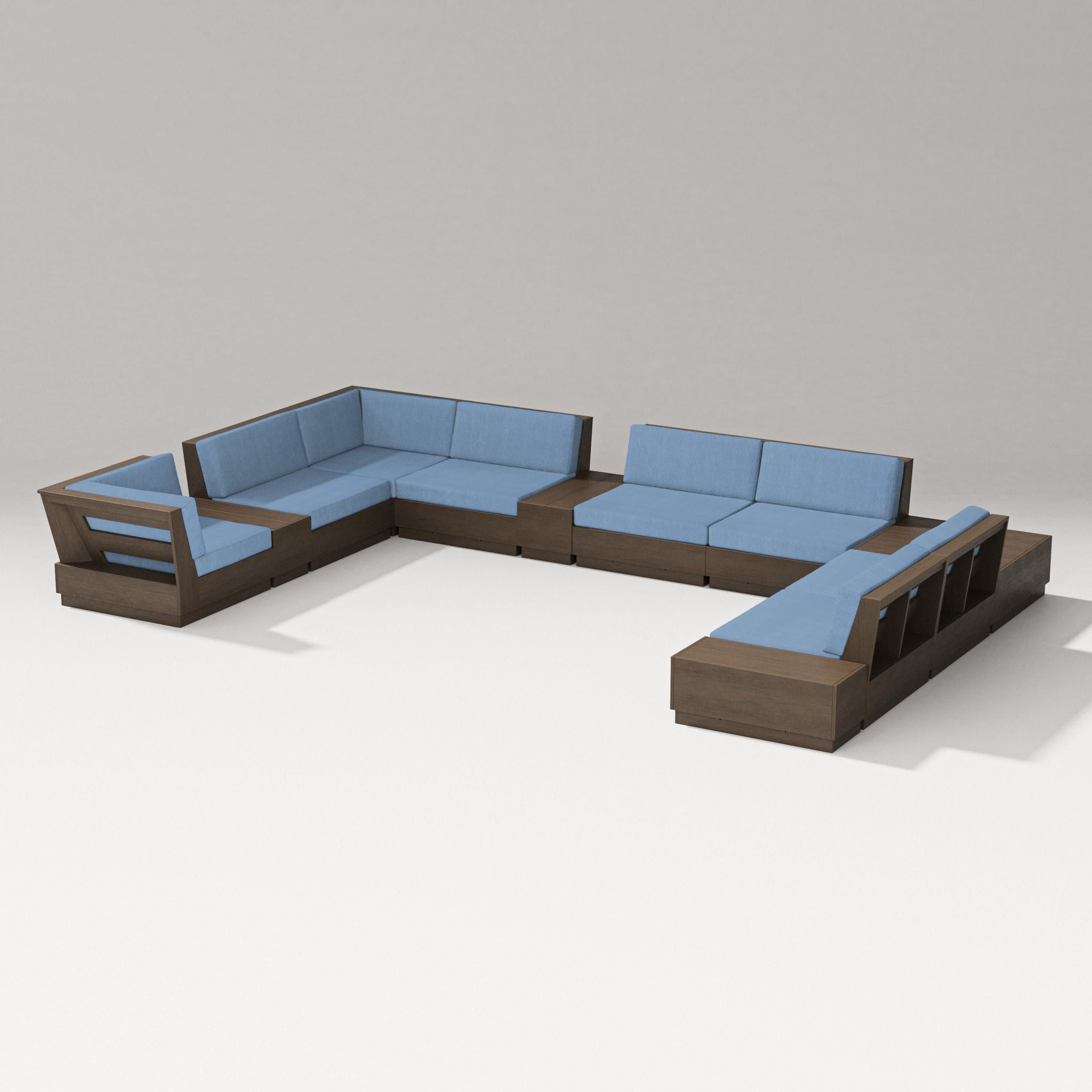 Elevate 12-Piece Conversation Sectional Set in Kona / Sky Blue