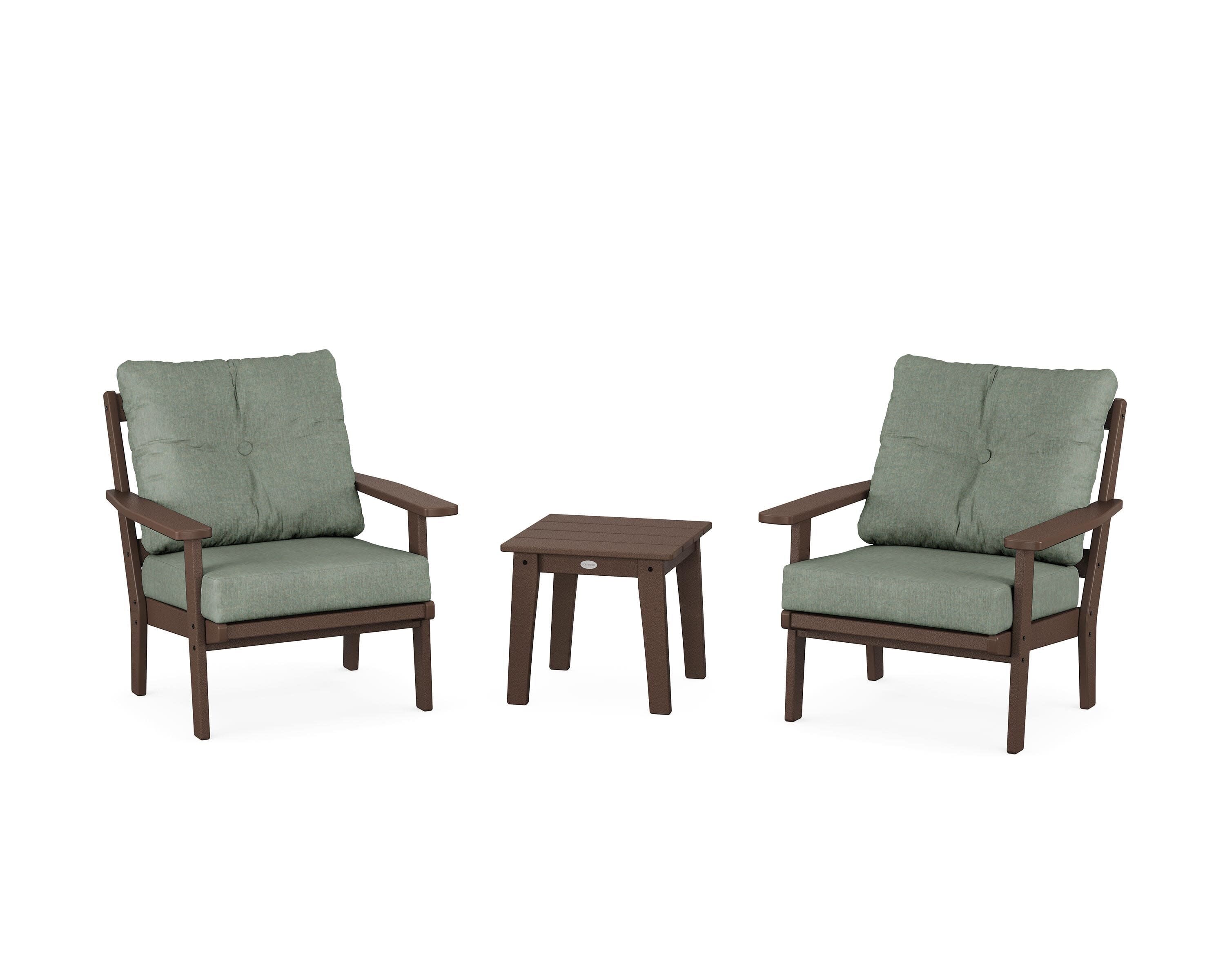 Oxford 3-Piece Deep Seating Set in Mahogany / Cast Sage