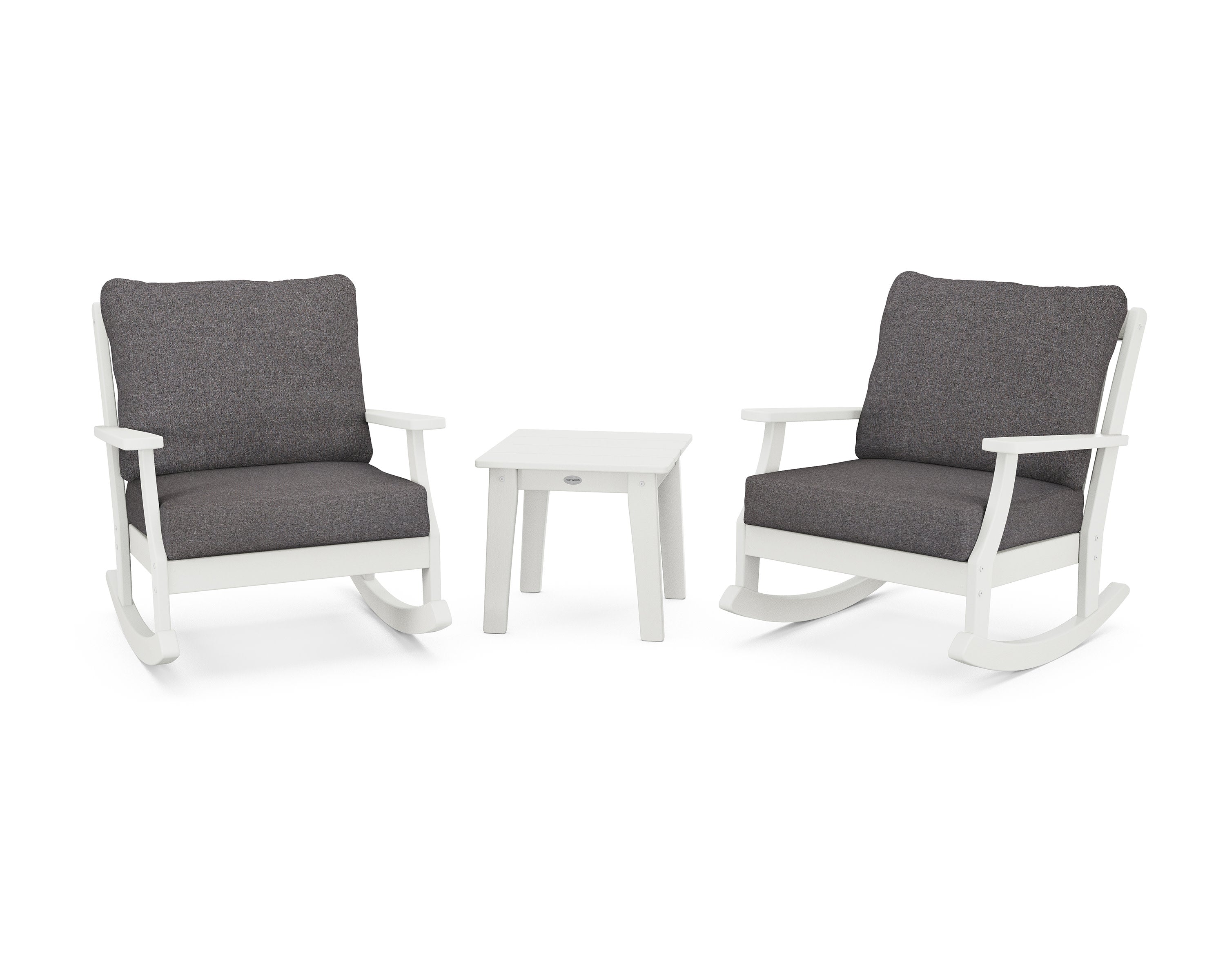 Braxton 3-Piece Deep Seating Rocker Set in Vintage White / Ash Charcoal