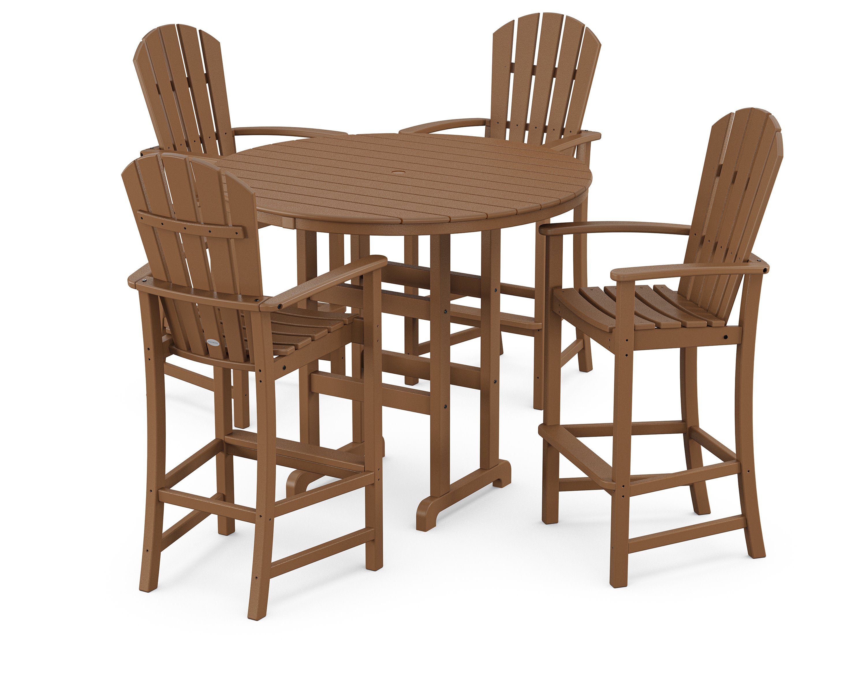 Palm Coast 5-Piece Round Farmhouse Bar Set in Teak