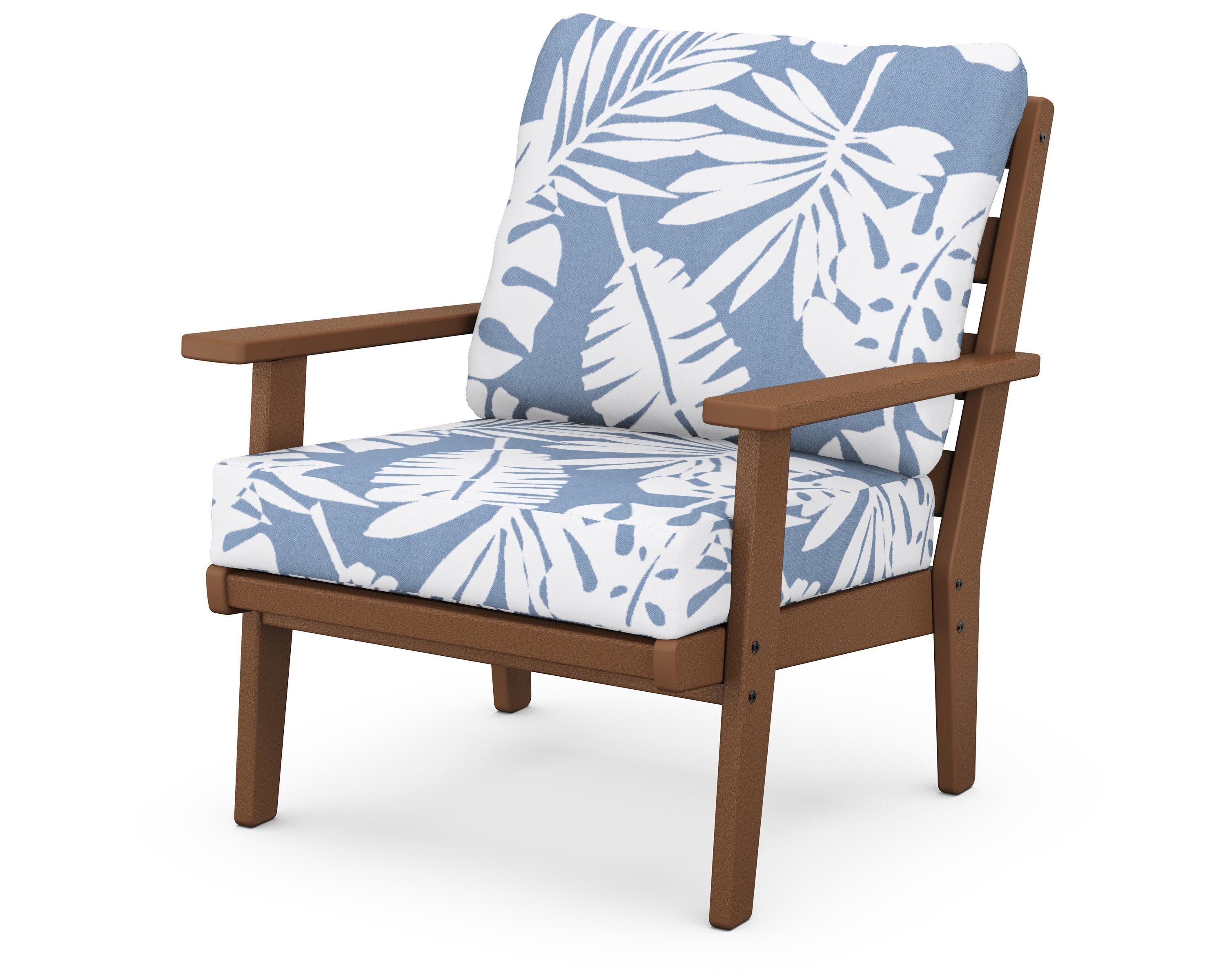 Grant Park Deep Seating Chair in Teak / Leaf Sky Blue