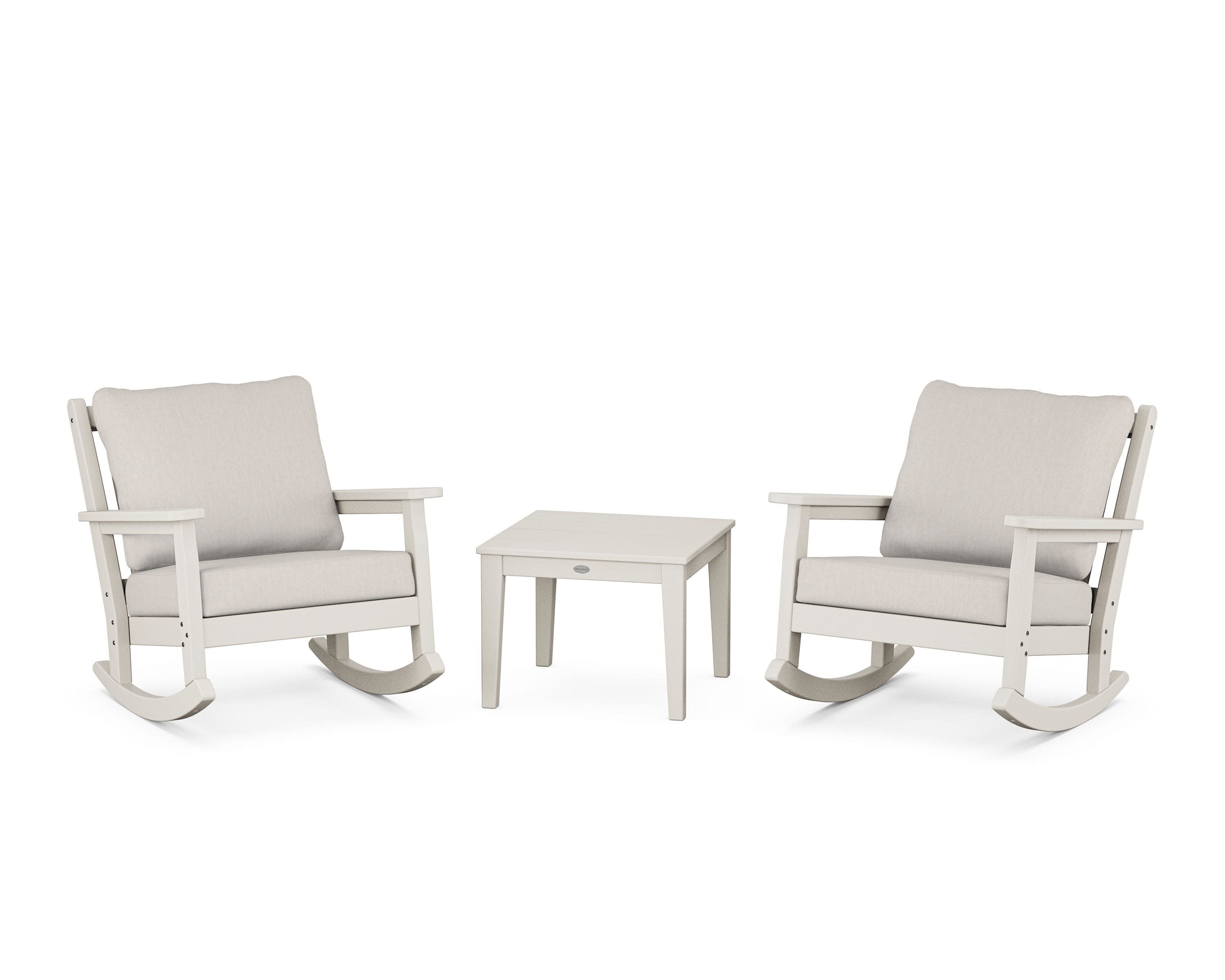 Chippendale 3-Piece Deep Seating Rocker Set in Sand / Cast Ash