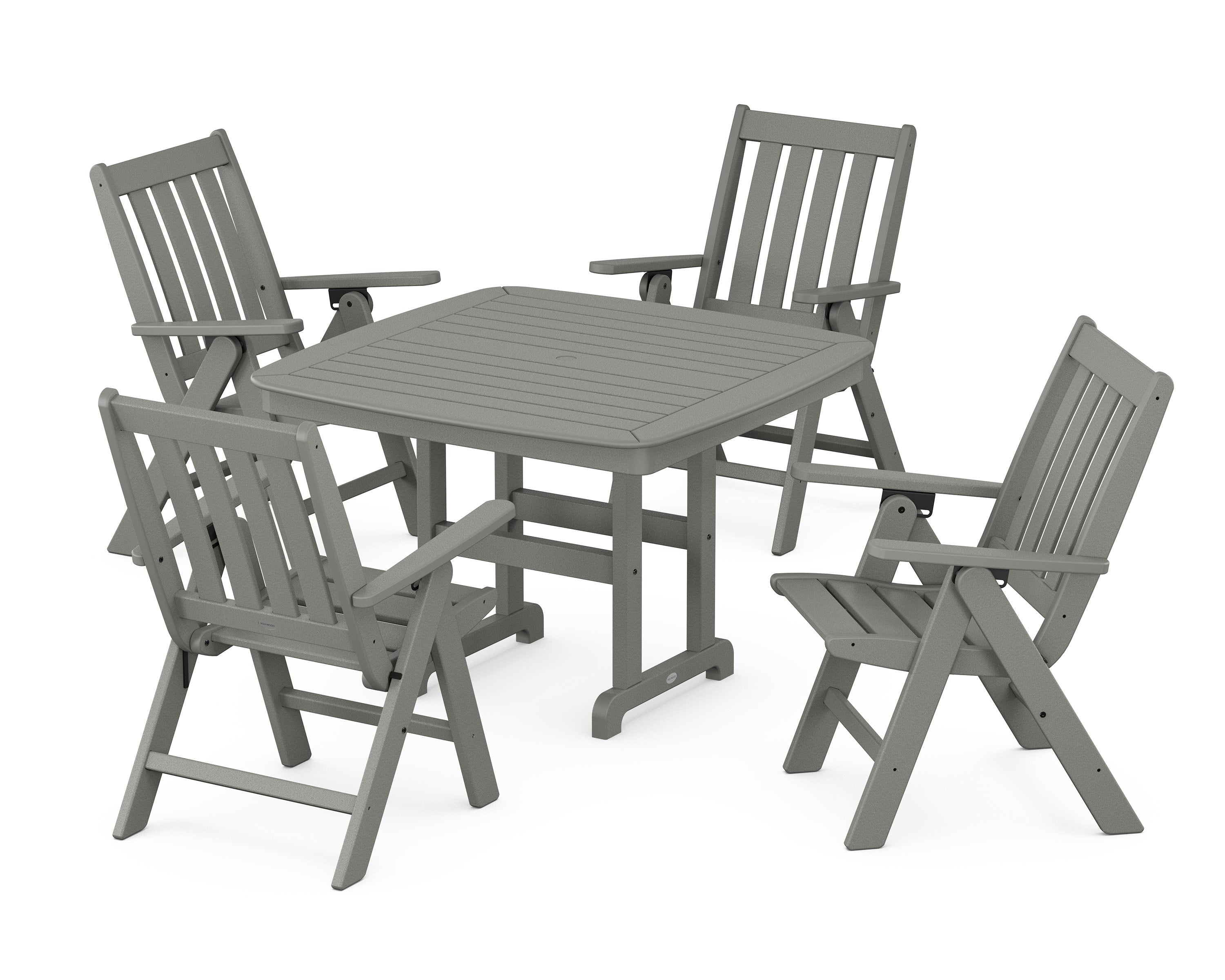 Vineyard Folding Chair 5-Piece Dining Set in Slate Grey