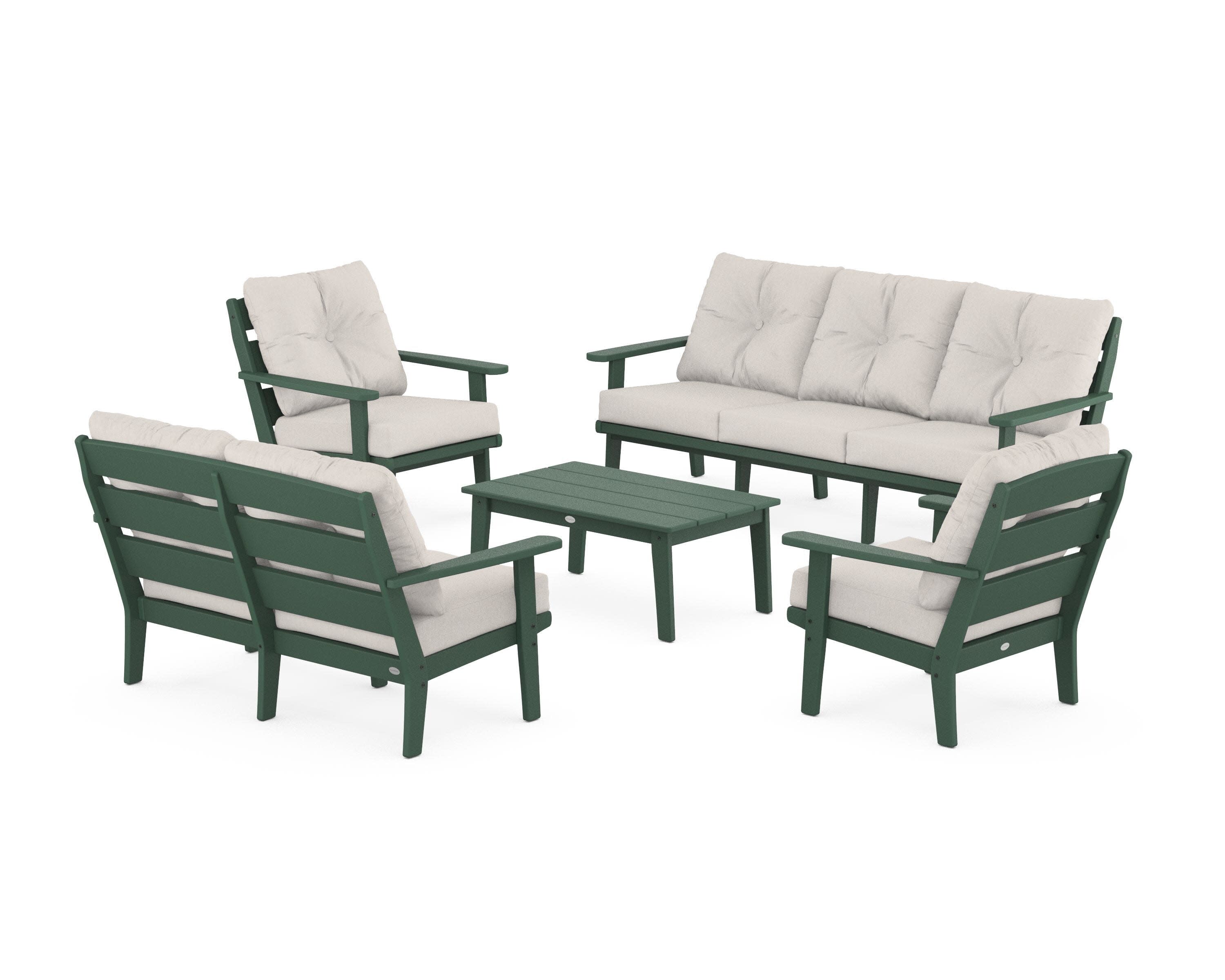 Lakeside 5-Piece Lounge Sofa Set in Green / Cast Ash