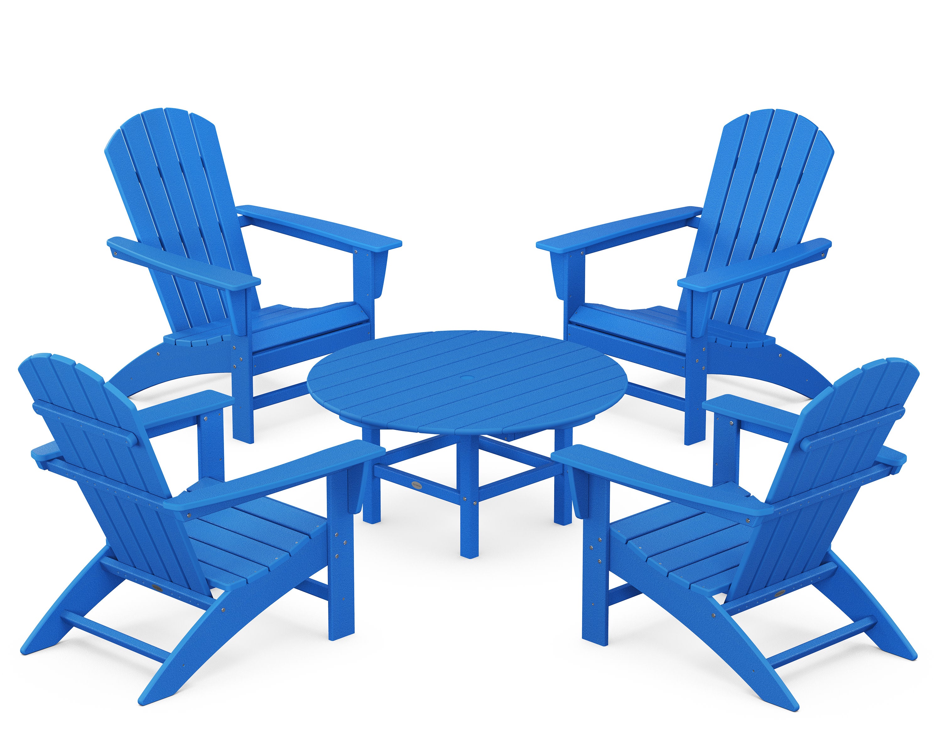 Nautical 5-Piece Adirondack Chair Conversation Set in Pacific Blue