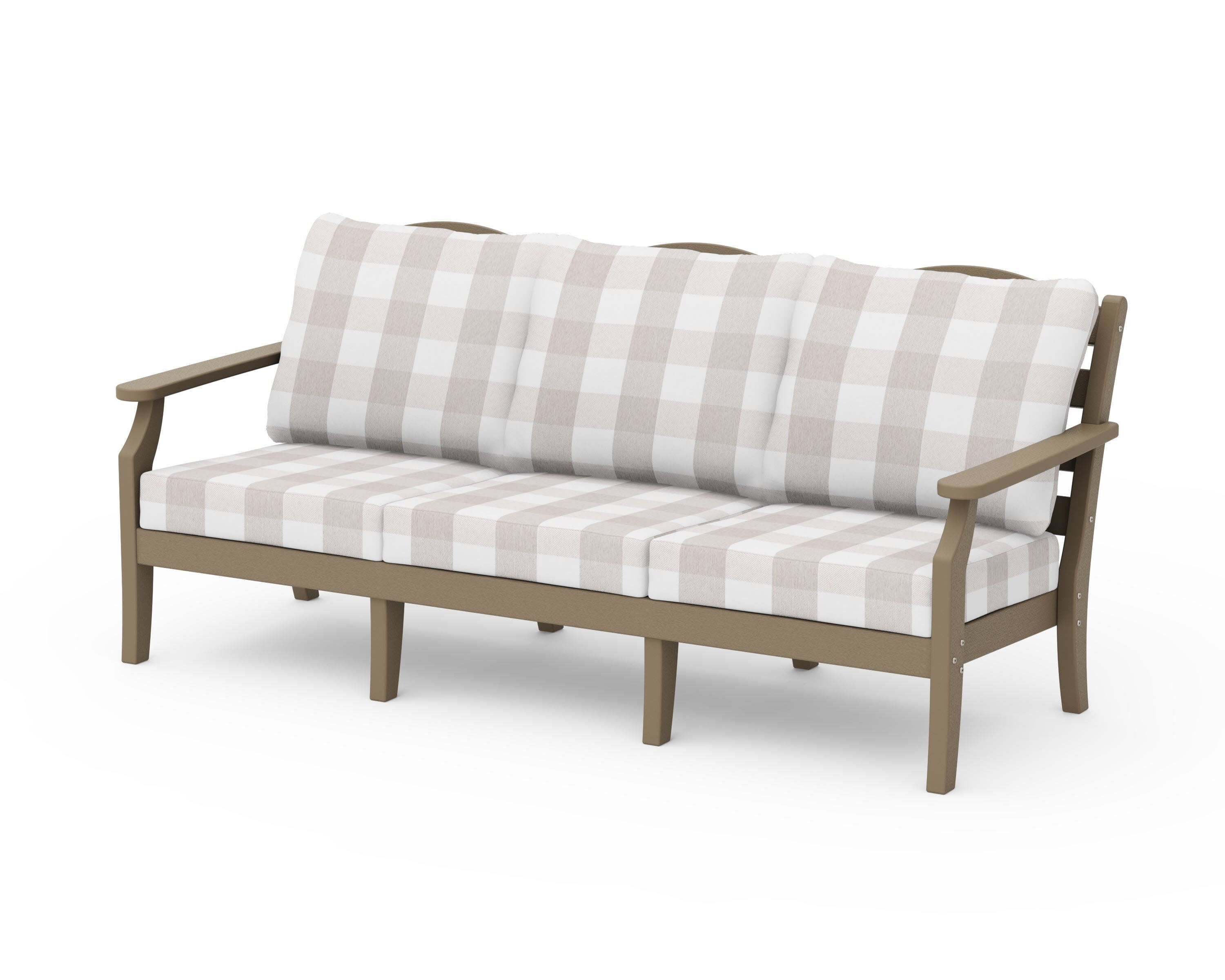 Savannah Deep Seating Sofa in Vintage Sahara / Buffalo Plaid Dune Burlap