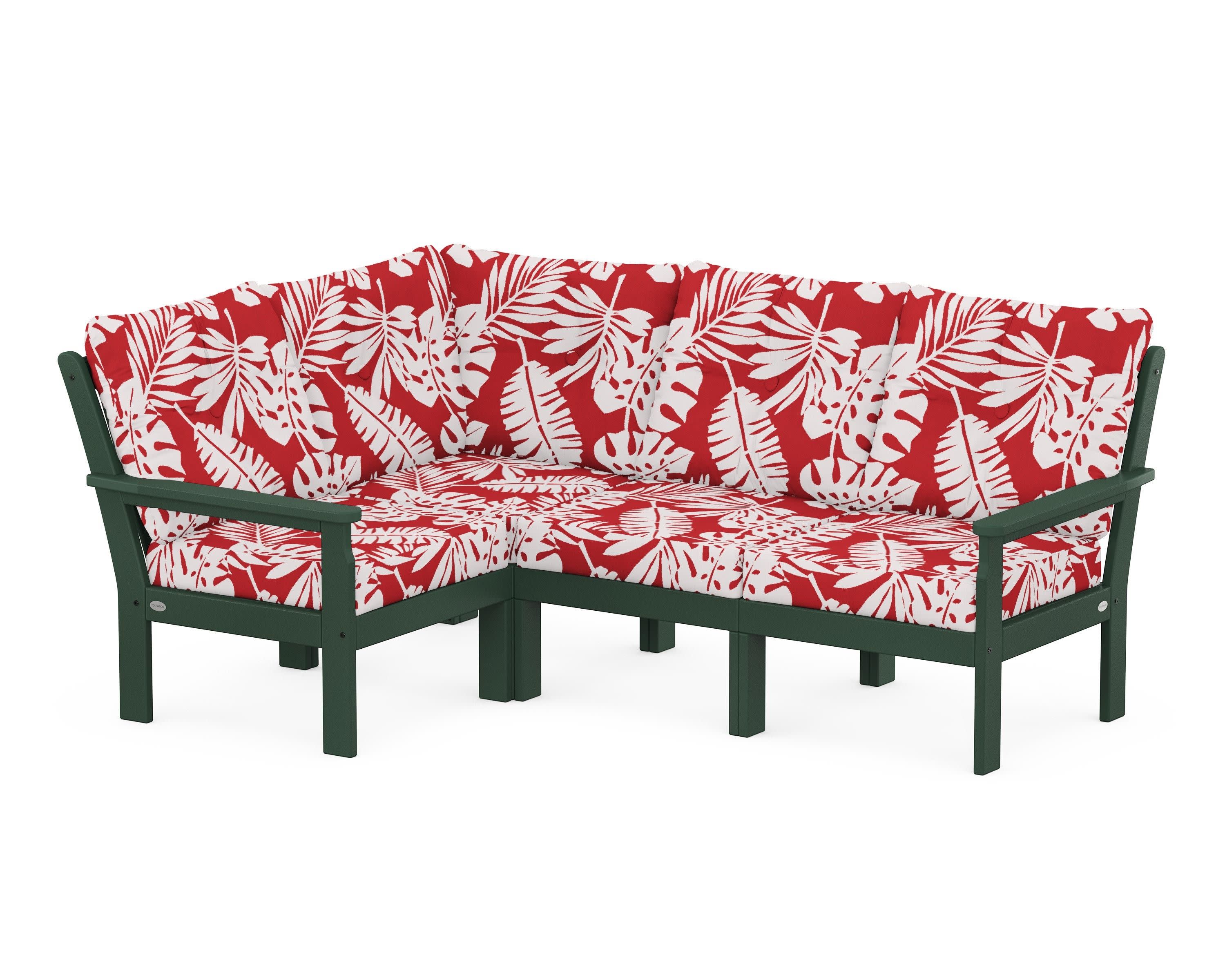 Vineyard 4-Piece Sectional in Green / Leaf Crimson