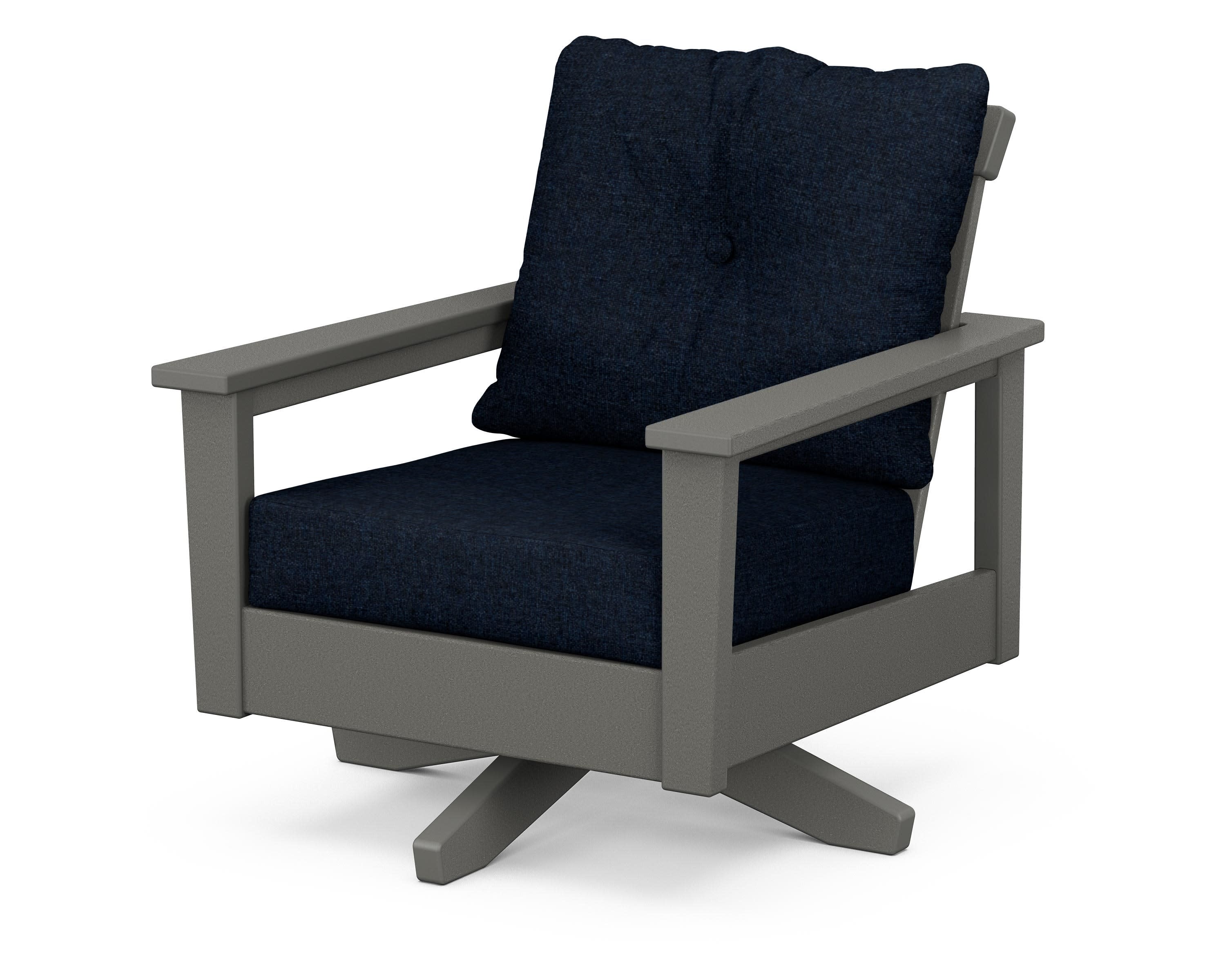 Prescott Deep Seating Swivel Chair in Slate Grey / Marine Indigo