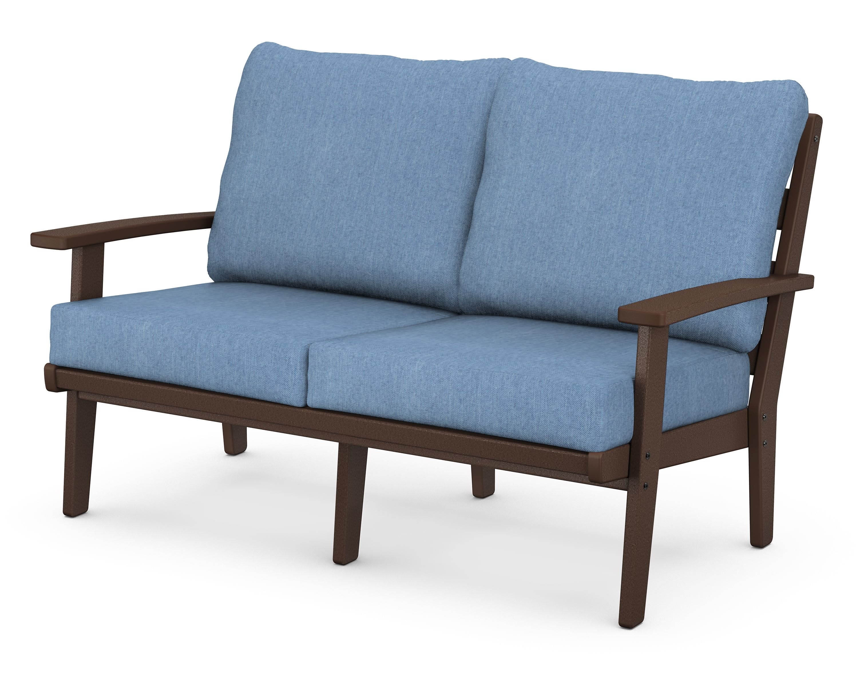 Grant Park Deep Seating Loveseat in Mahogany / Sky Blue