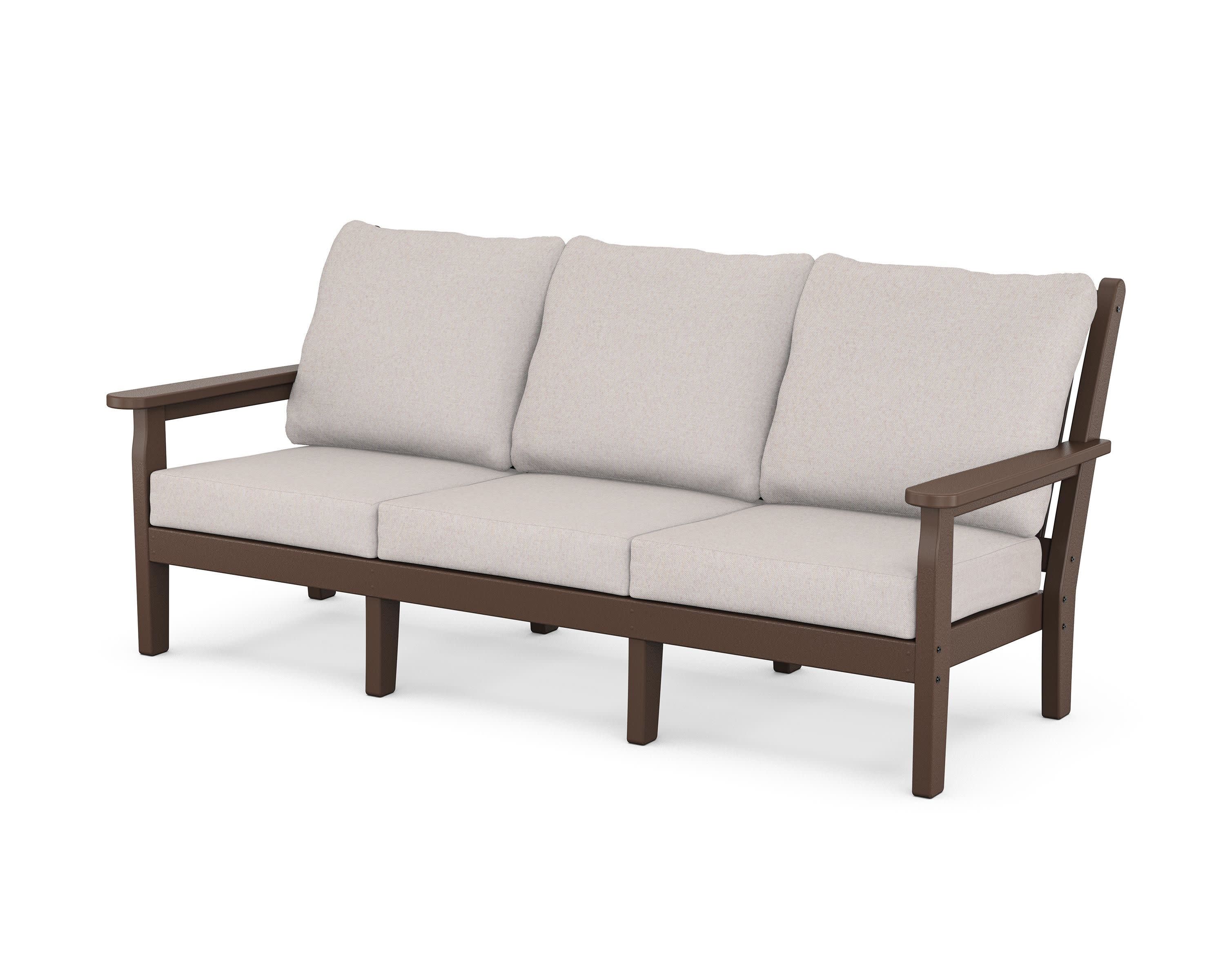 Chippendale Deep Seating Sofa in Mahogany / Dune Burlap