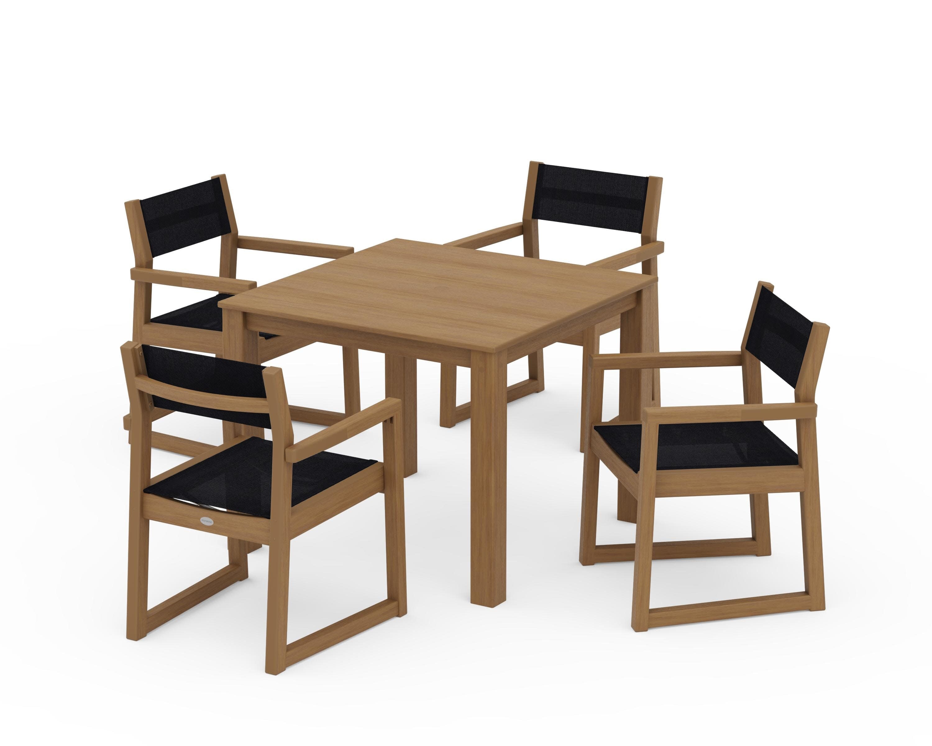 EDGE Sling Arm Chair 5-Piece Parsons Dining Set in Natural / Black Sling
