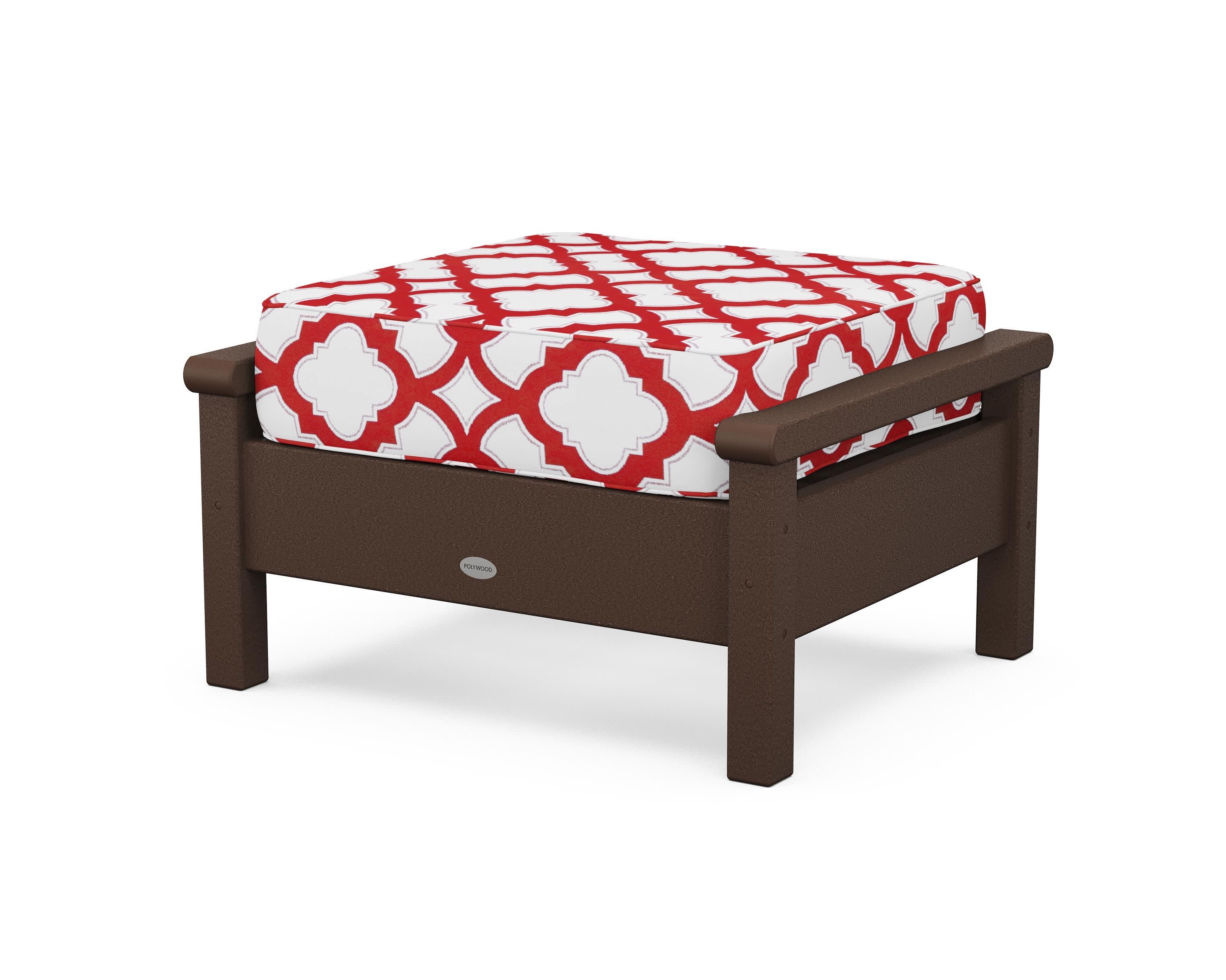 Harbour Deep Seating Ottoman in Mahogany / Trellis Crimson