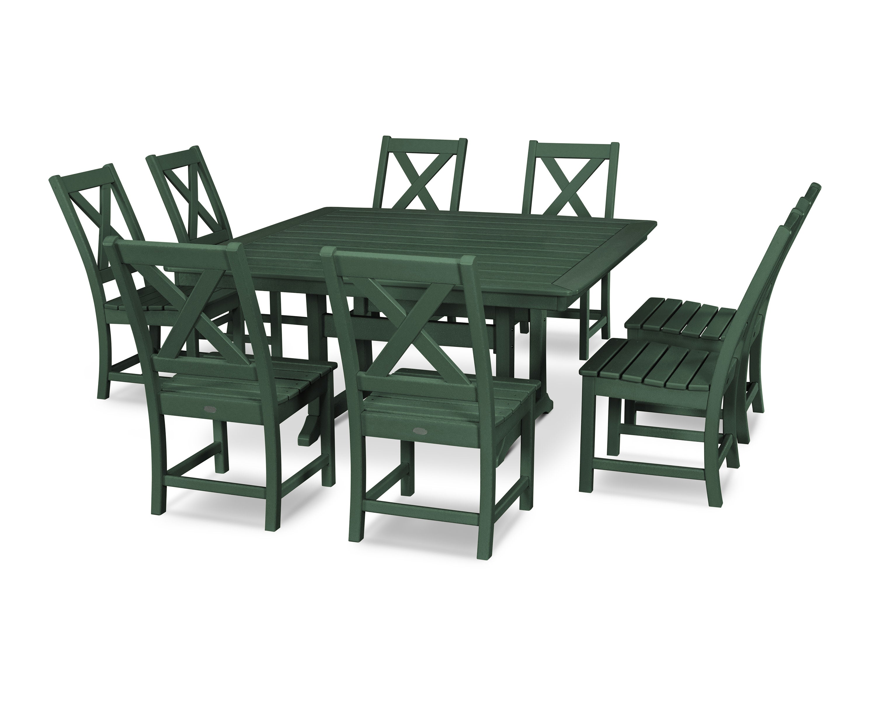 Braxton 9-Piece Nautical Trestle Dining Set in Green