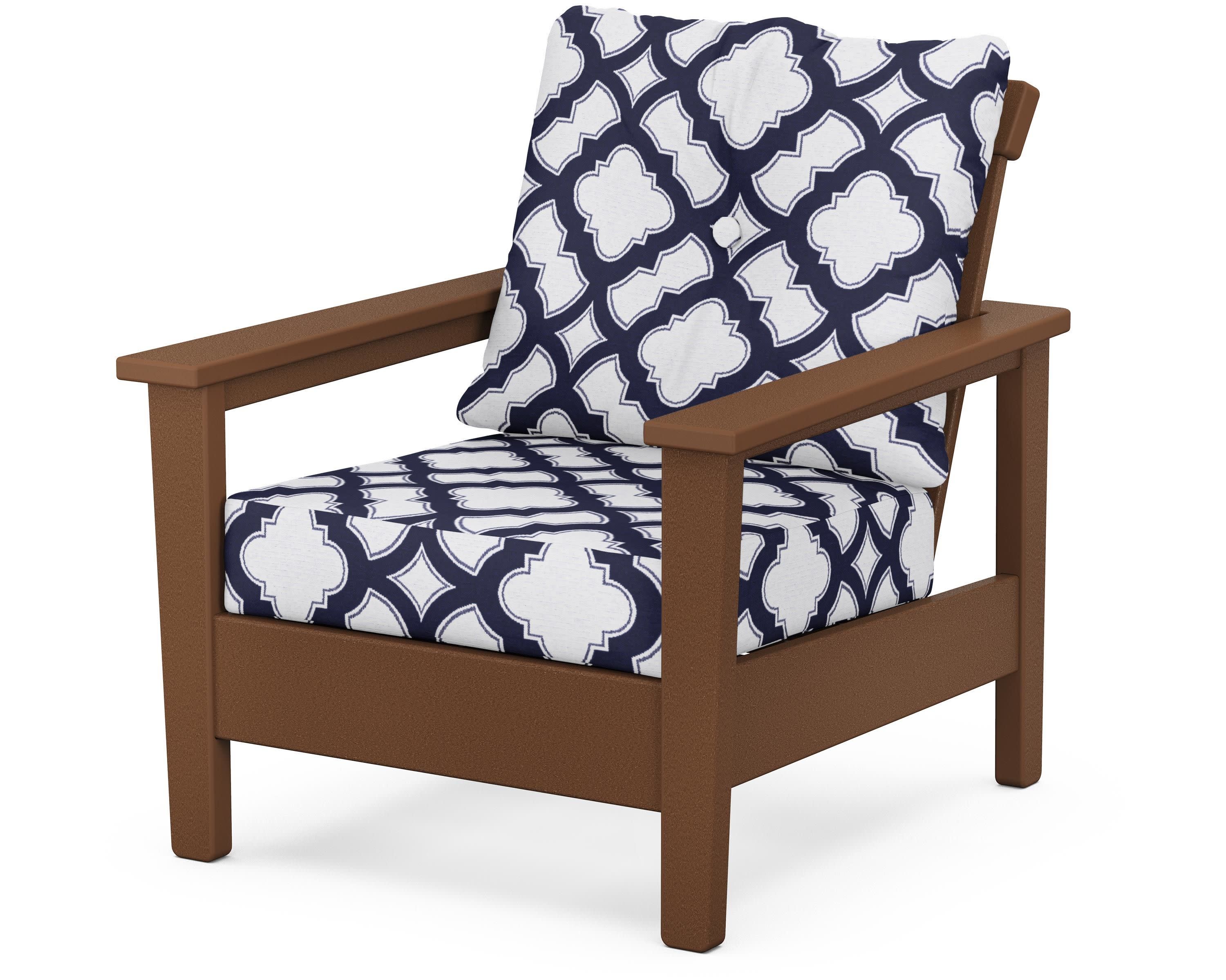 Prescott Deep Seating Chair in Teak / Trellis Navy
