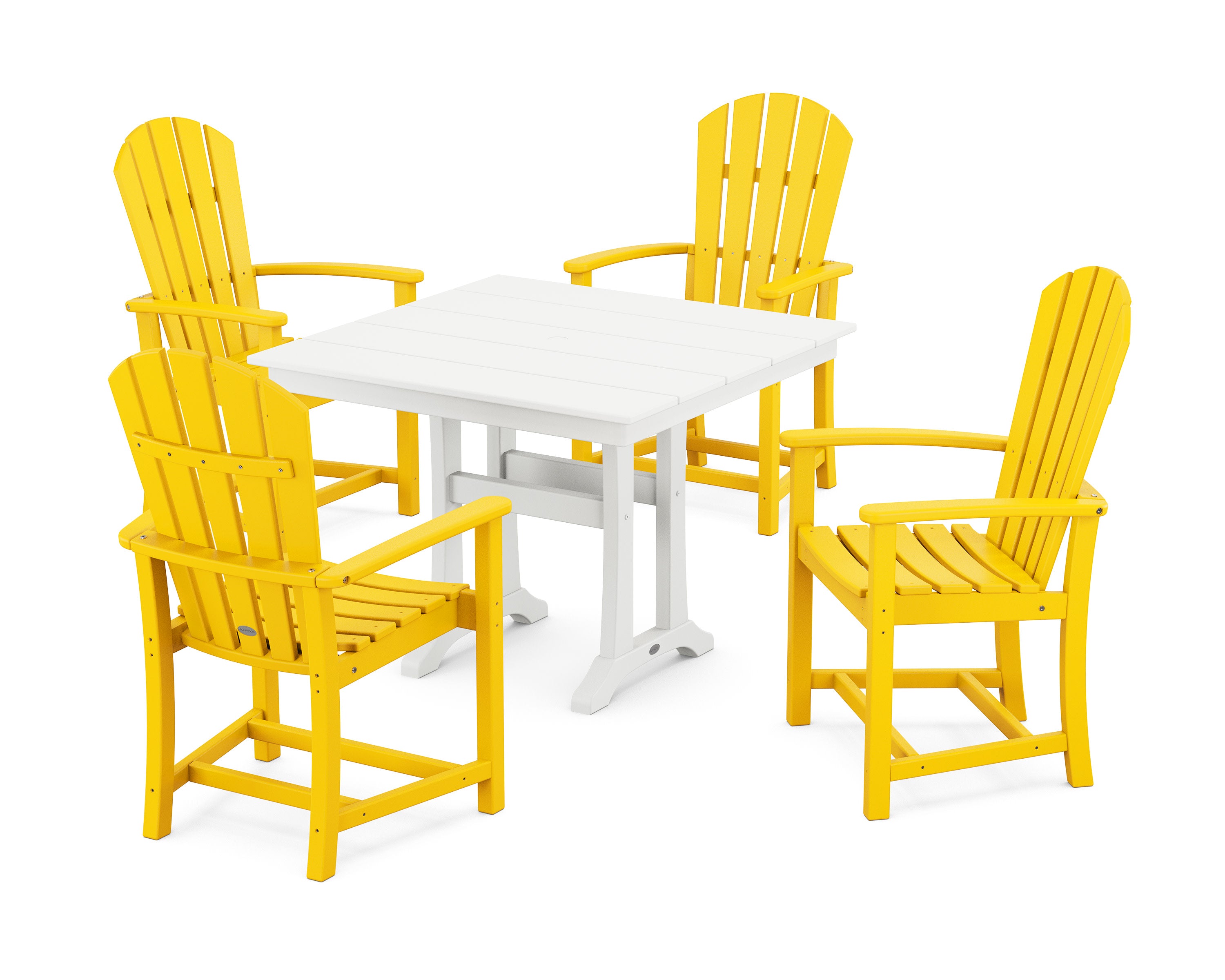 Palm Coast 5-Piece Farmhouse Dining Set With Trestle Legs in Lemon / White