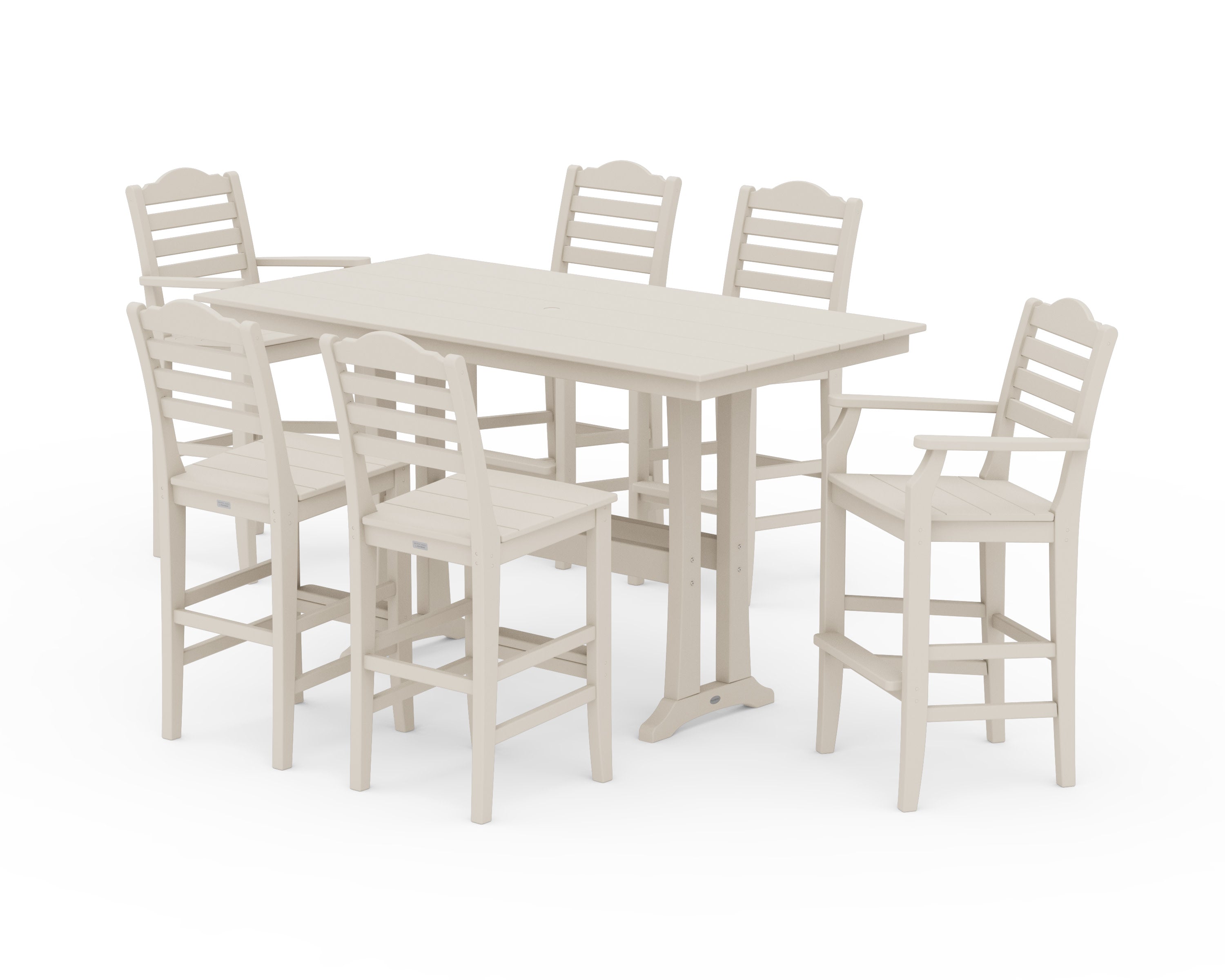 Savannah 7-Piece Farmhouse Bar Set with Trestle Legs in Sand