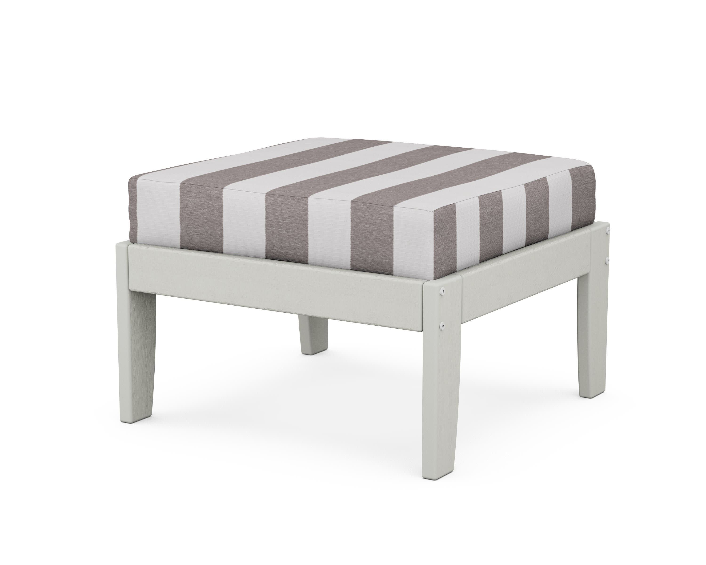 Modular Ottoman - Classic in Vintage White / Cabana Stripe Grey Mist