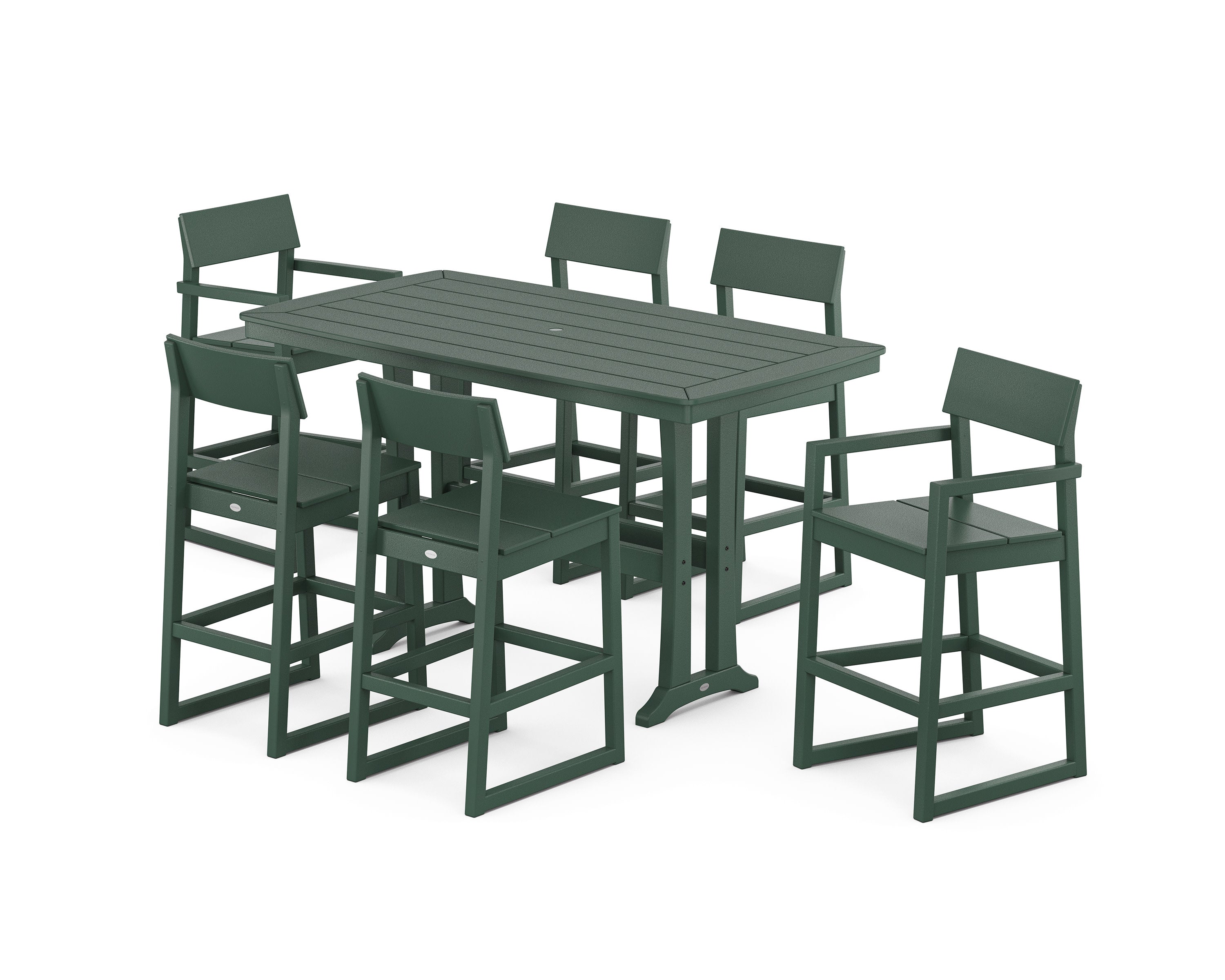 EDGE 7-Piece Bar Set with Trestle Legs in Green