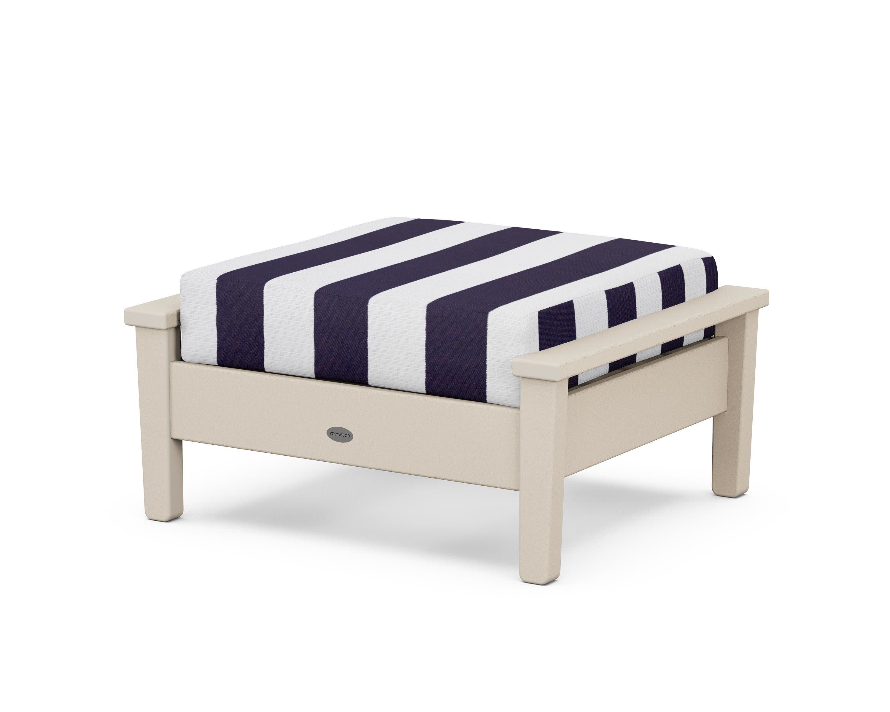 Prescott Deep Seating Ottoman in Sand / Cabana Stripe Navy
