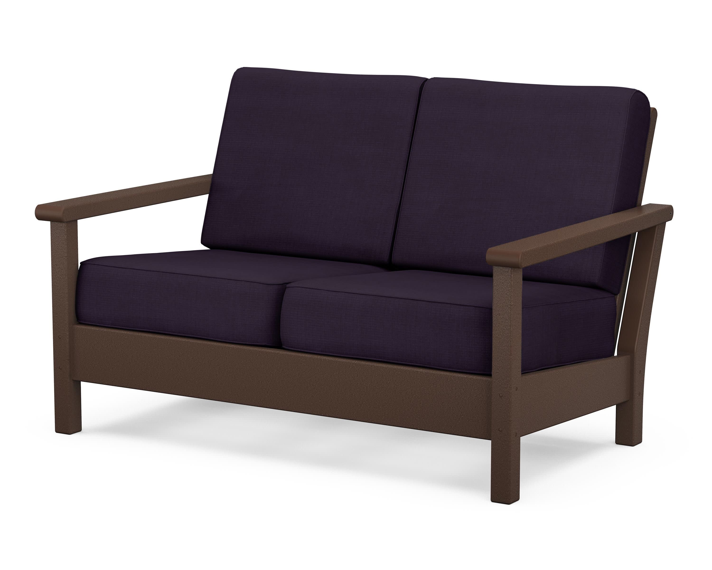 Harbour Deep Seating Loveseat in Mahogany / Navy Linen