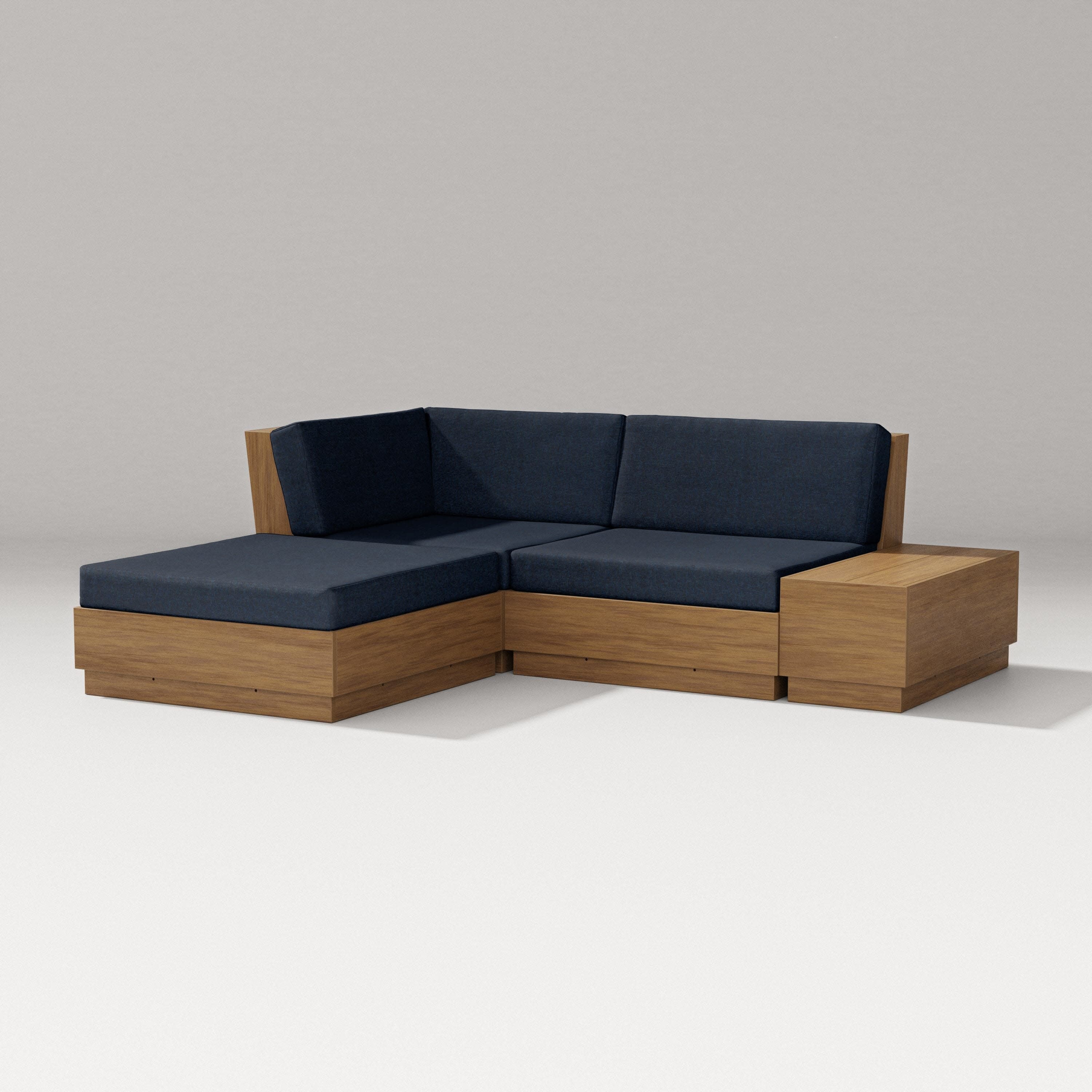 Elevate Loveseat Sectional with Chaise in Natural / Marine Indigo