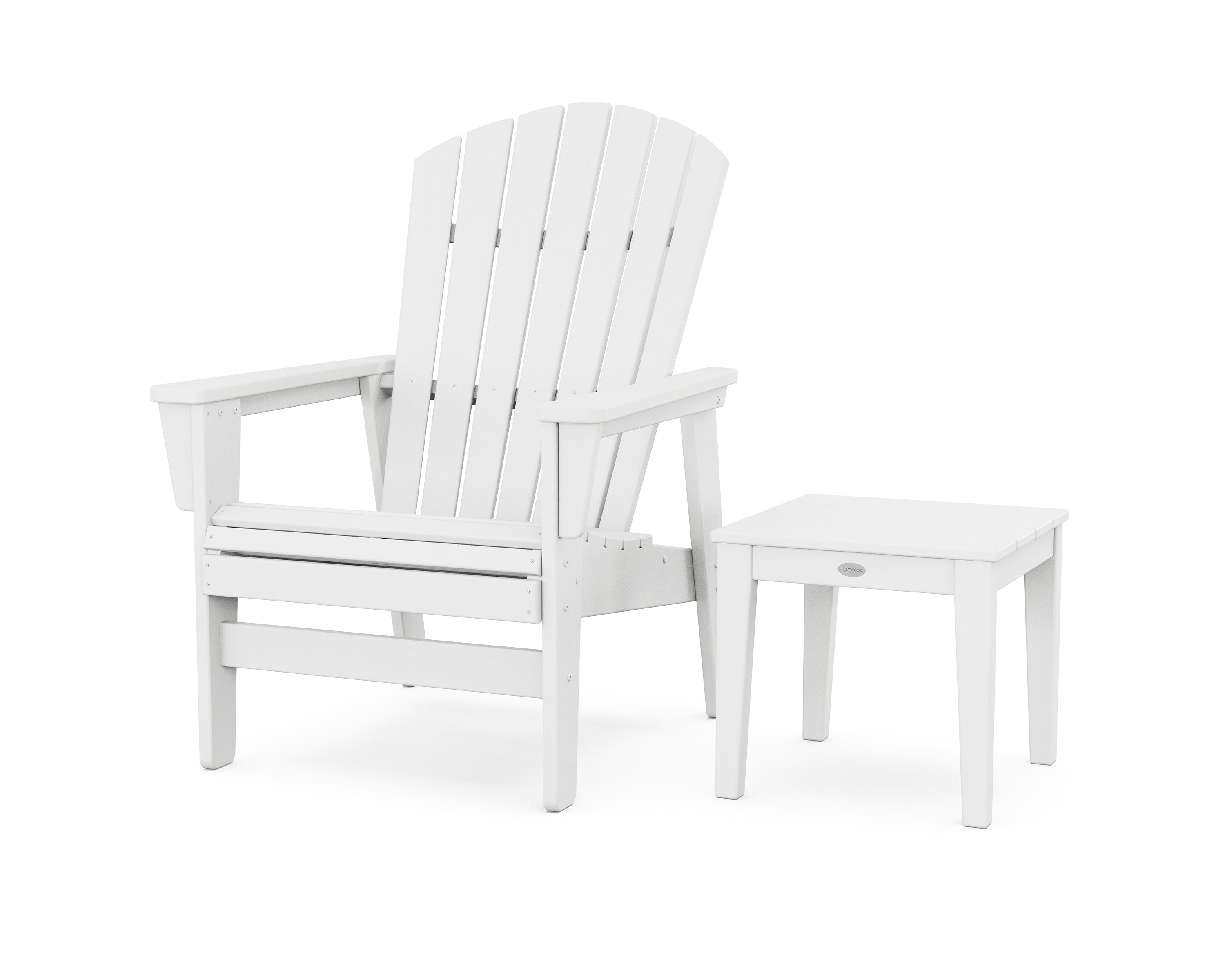 Nautical Grand Upright Adirondack Chair with Side Table in White