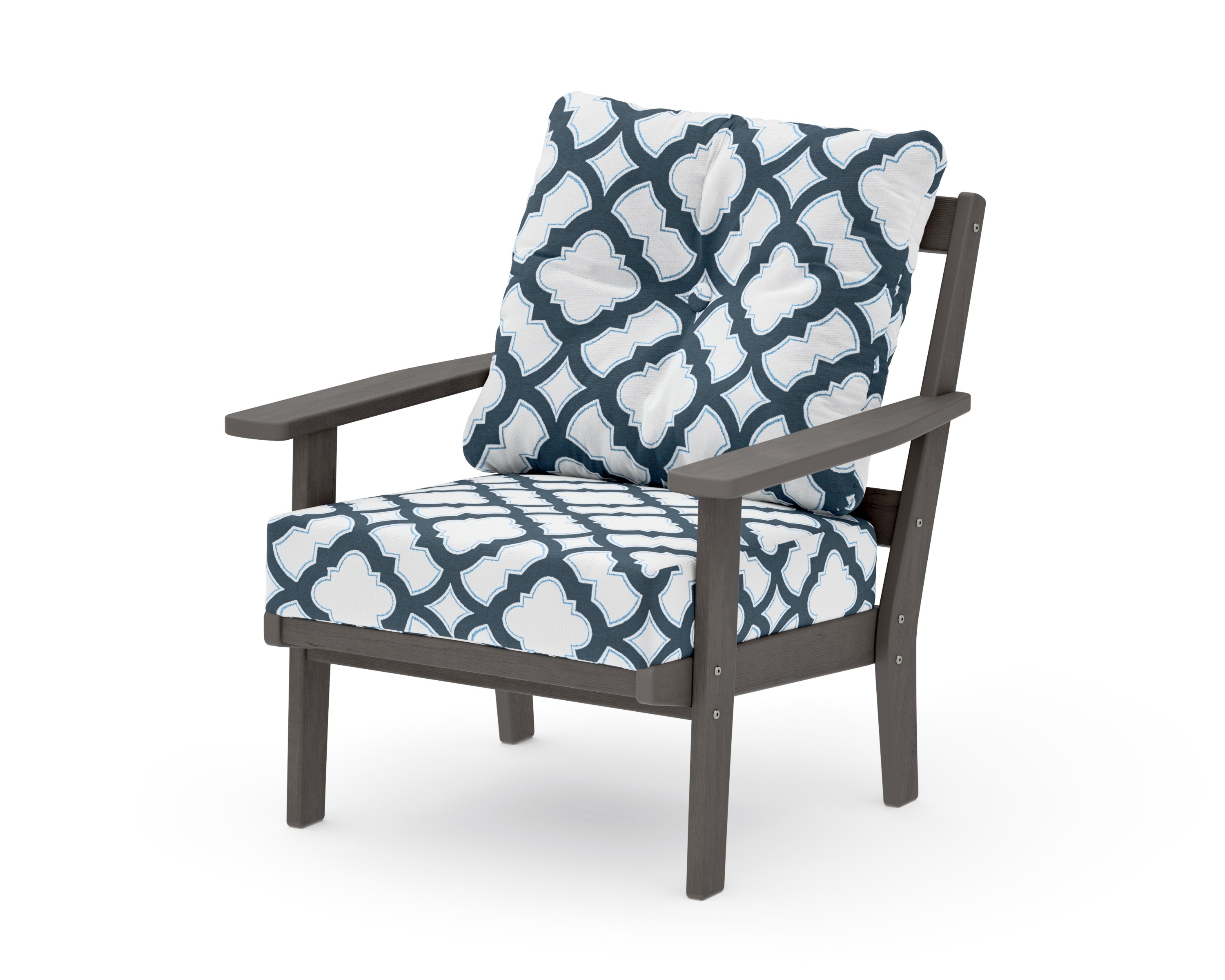 Oxford Deep Seating Chair in Driftwood / Trellis Marine Indigo