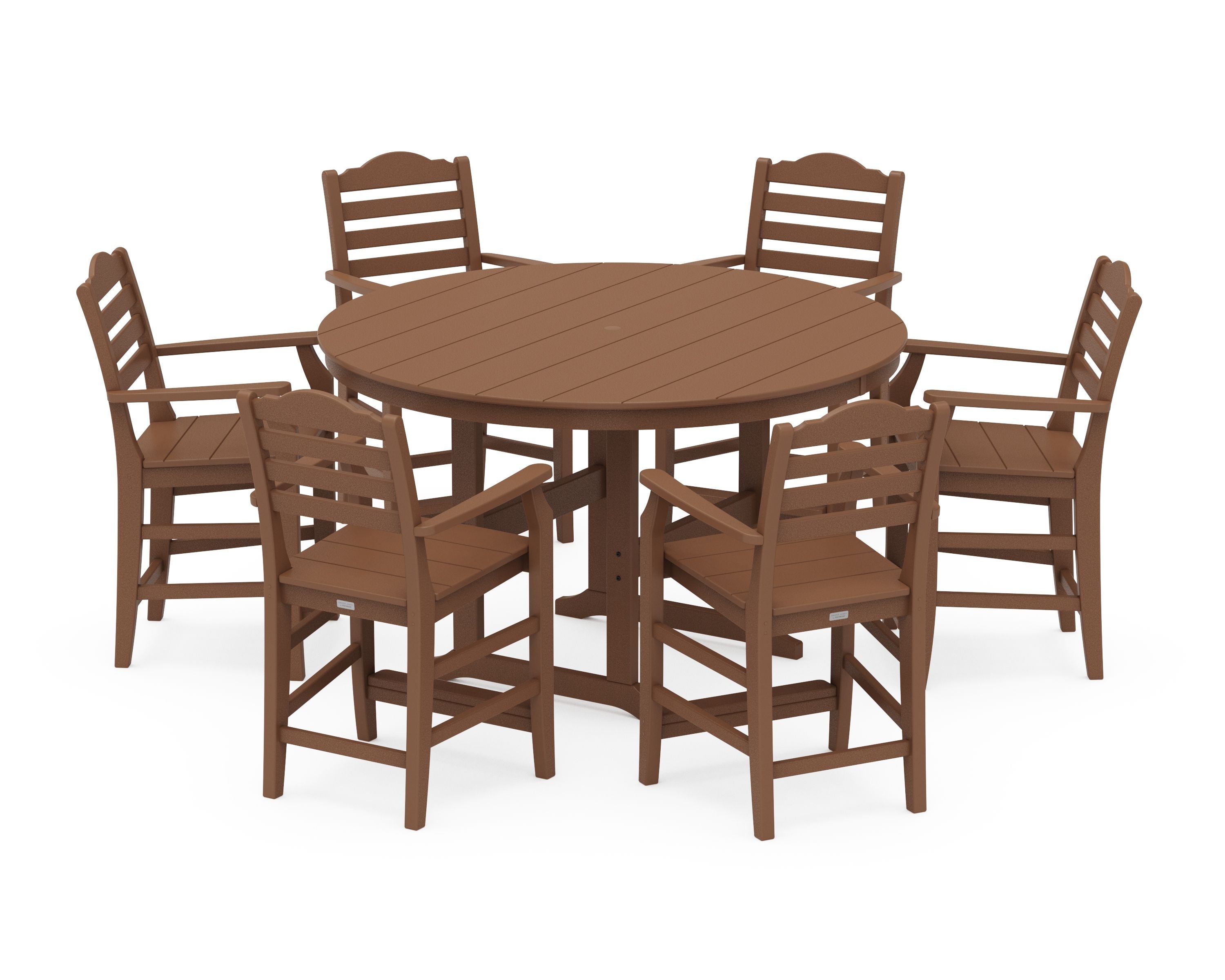 Savannah 7-Piece Arm Chair Round Farmhouse Counter Set in Teak