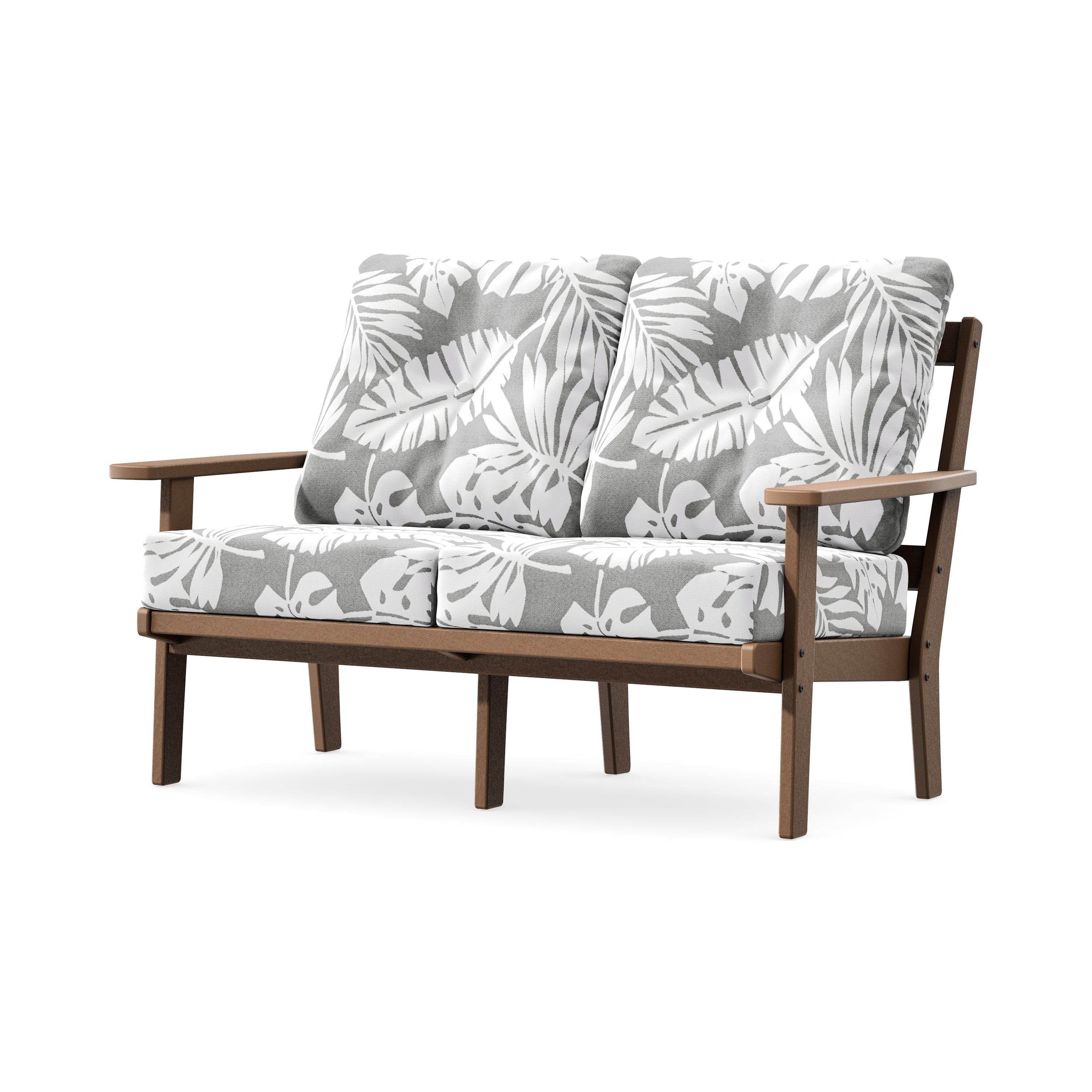 Oxford Deep SeatingLoveseat in Teak / Leaf Grey Mist