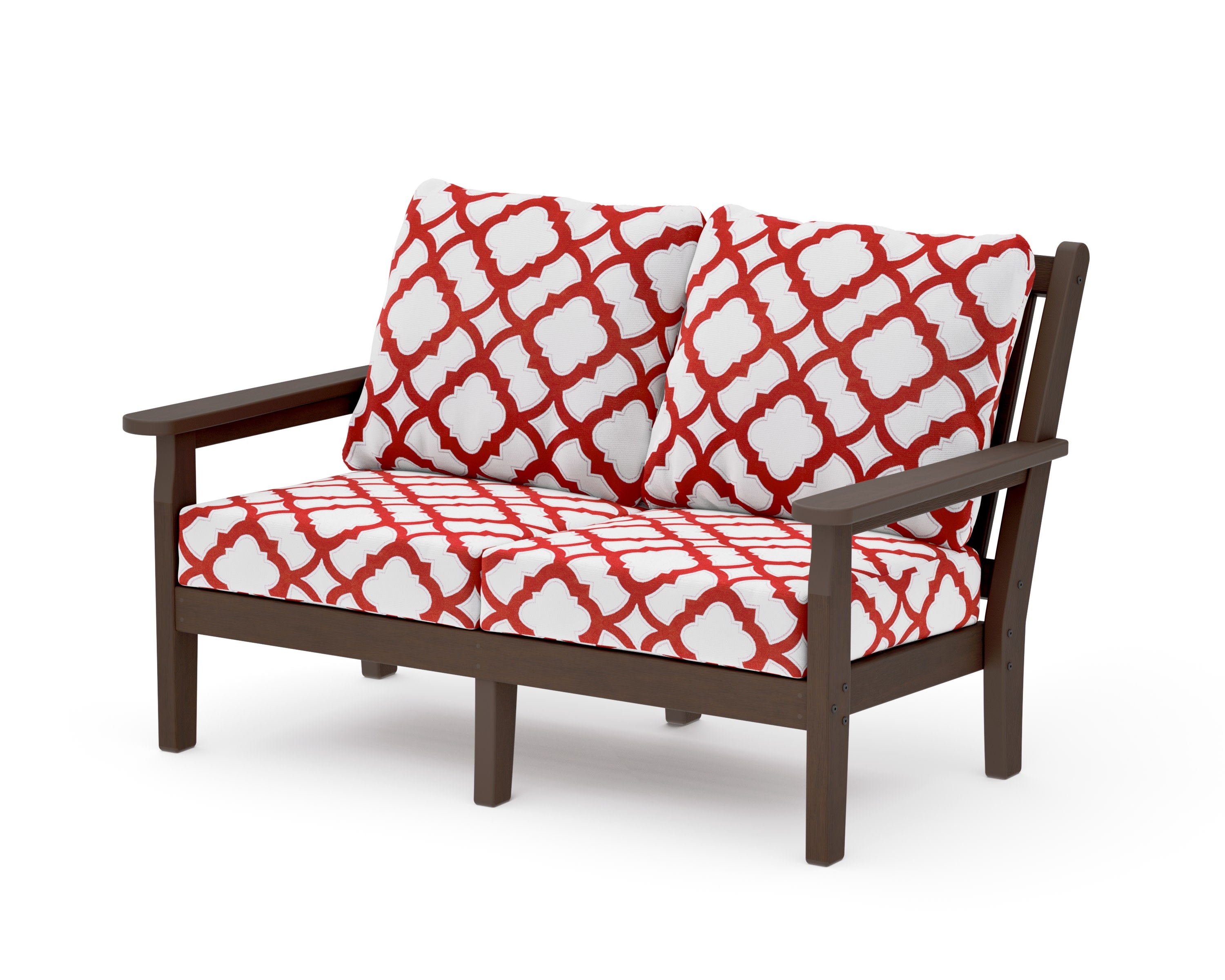 Chippendale Deep Seating Loveseat in Kona / Trellis Crimson