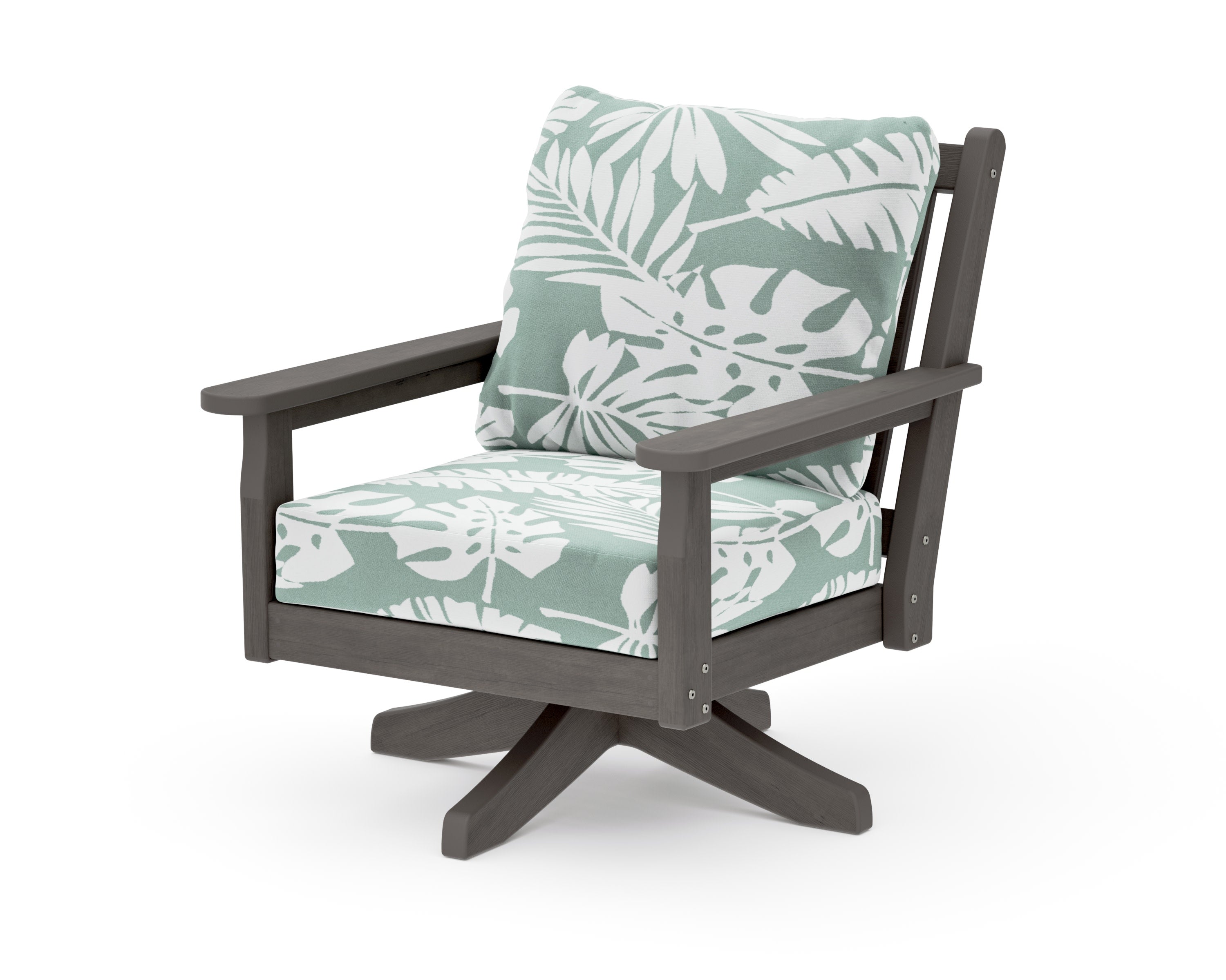 Chippendale Deep Seating Swivel Chair in Driftwood / Leaf Glacier Spa