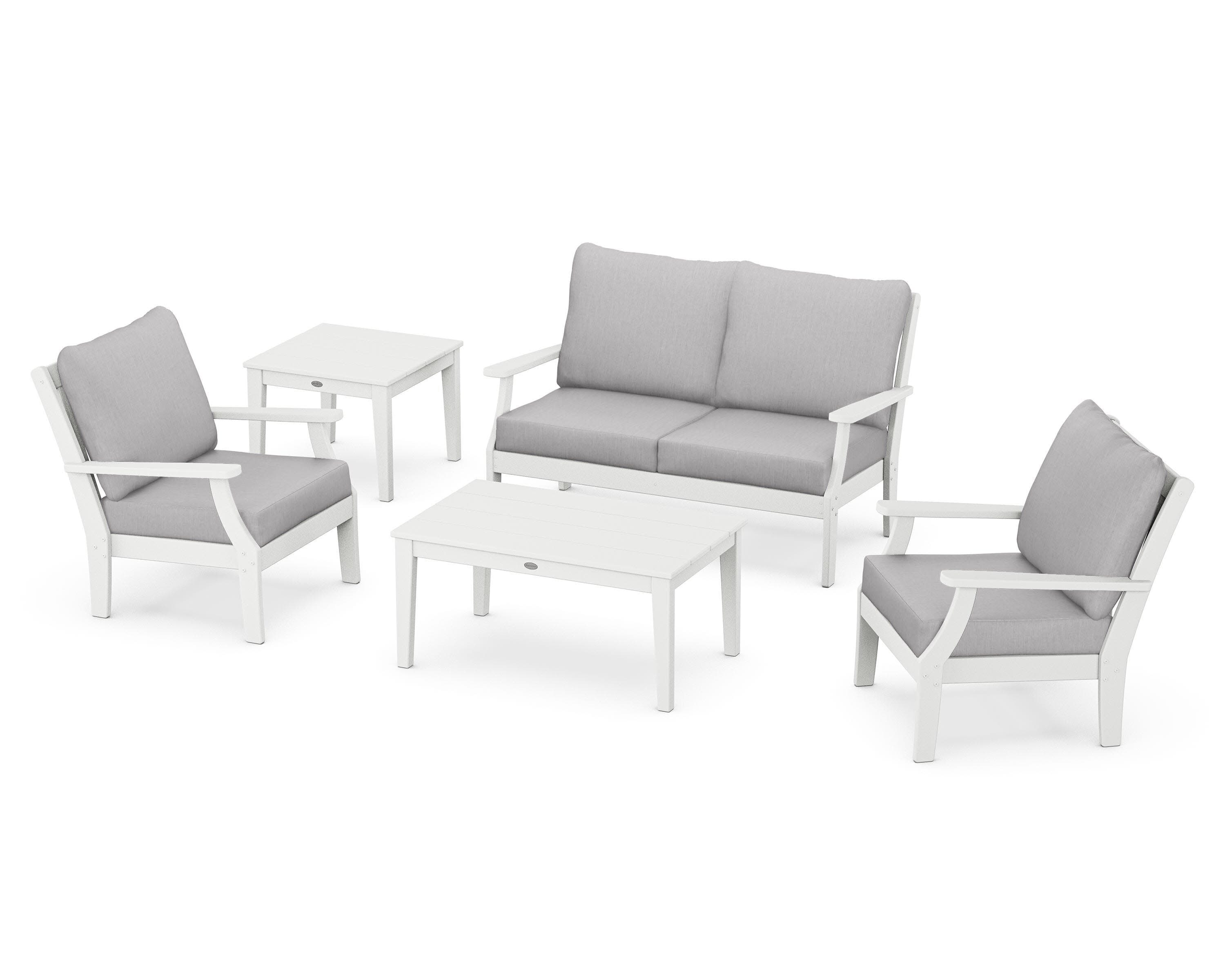 Braxton 5-Piece Deep Seating Set in White / Granite