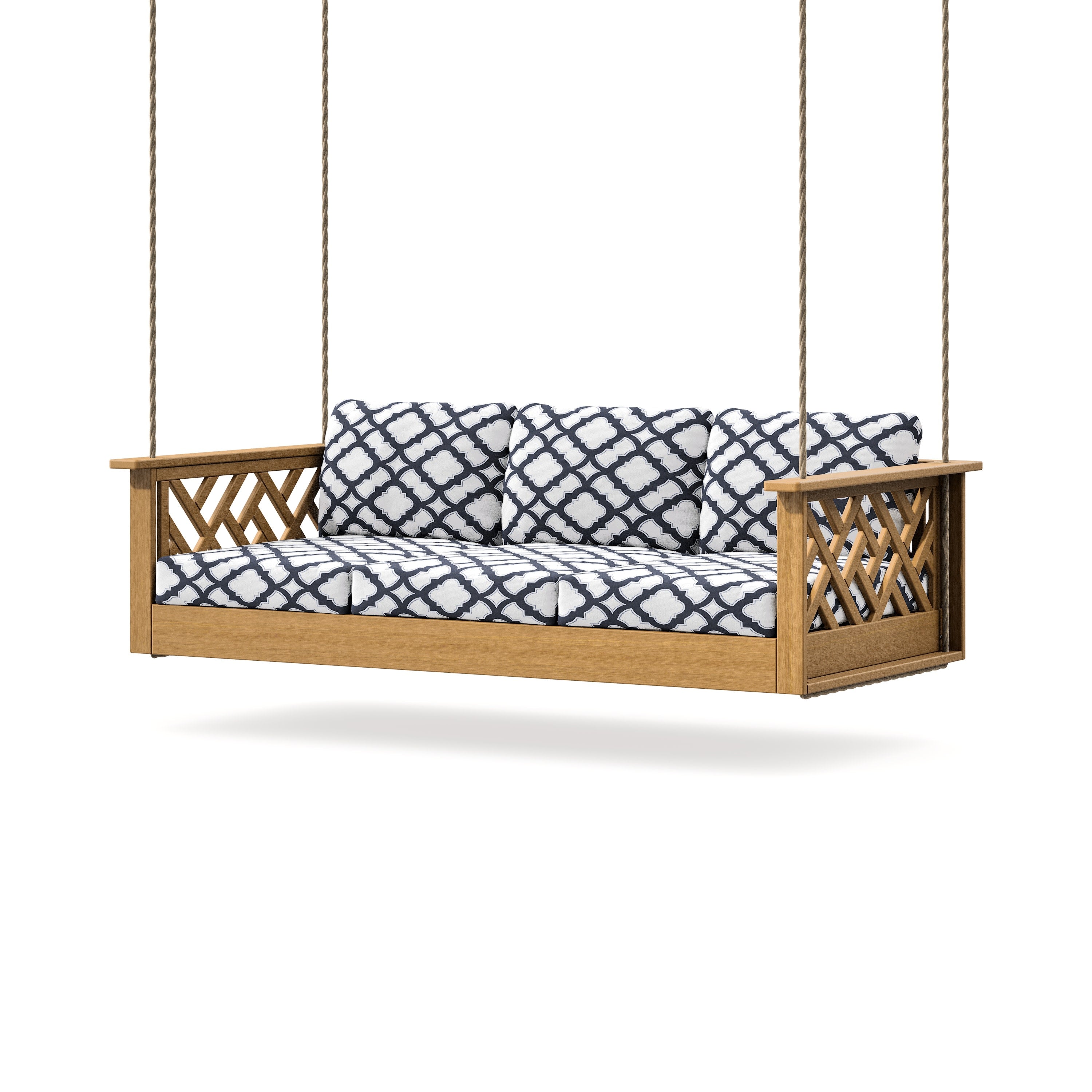 Chippendale Daybed Swing in Natural / Trellis Navy