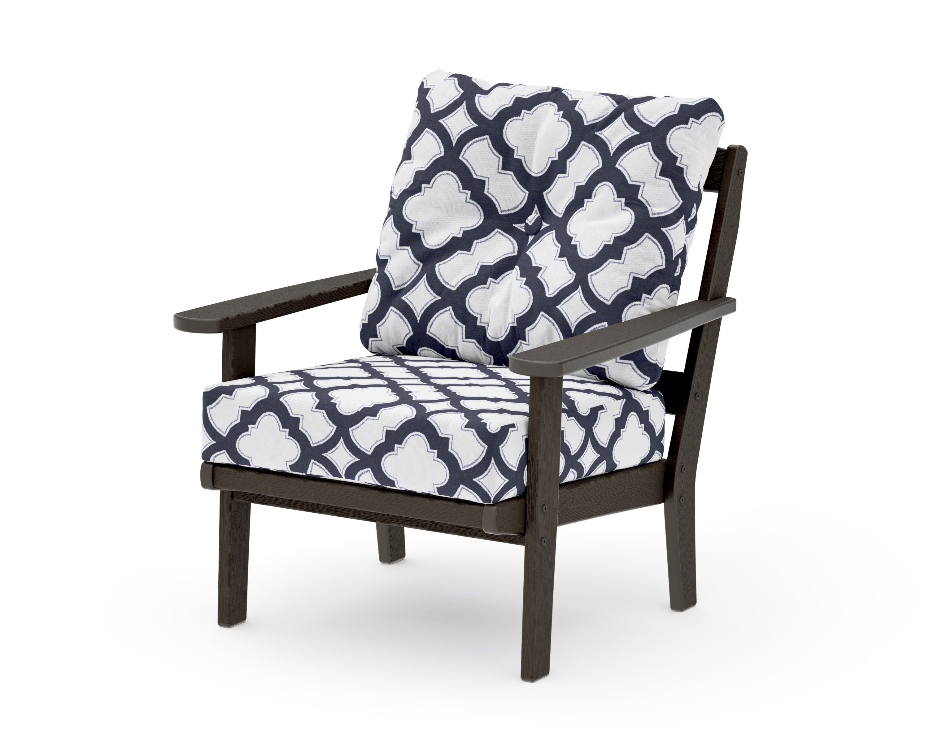Mission Deep Seating Chair in Vintage Coffee / Trellis Navy