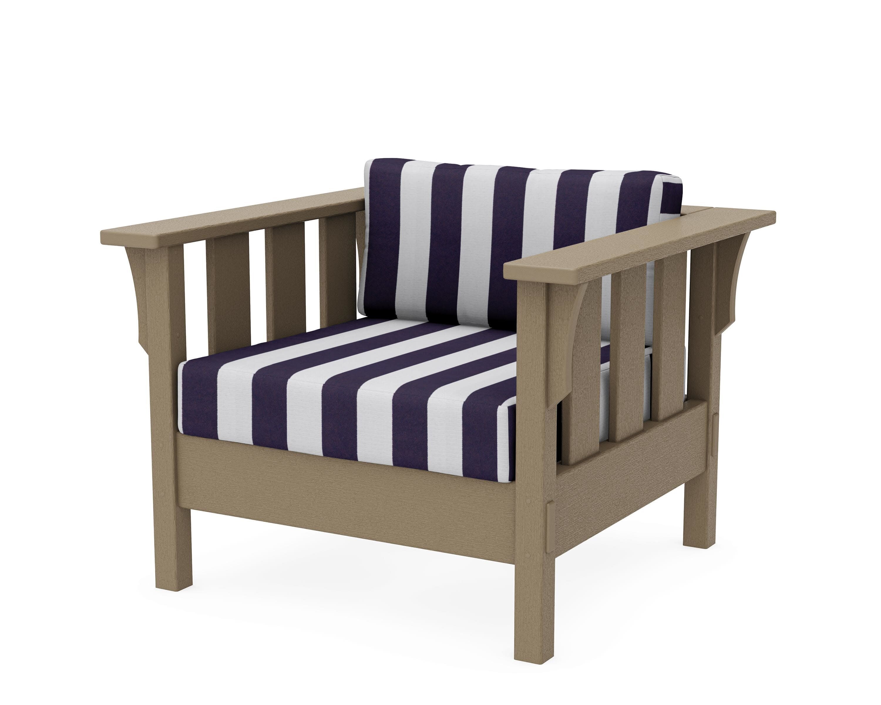 Acadia Deep Seating Chair in Vintage Sahara / Cabana Stripe Navy