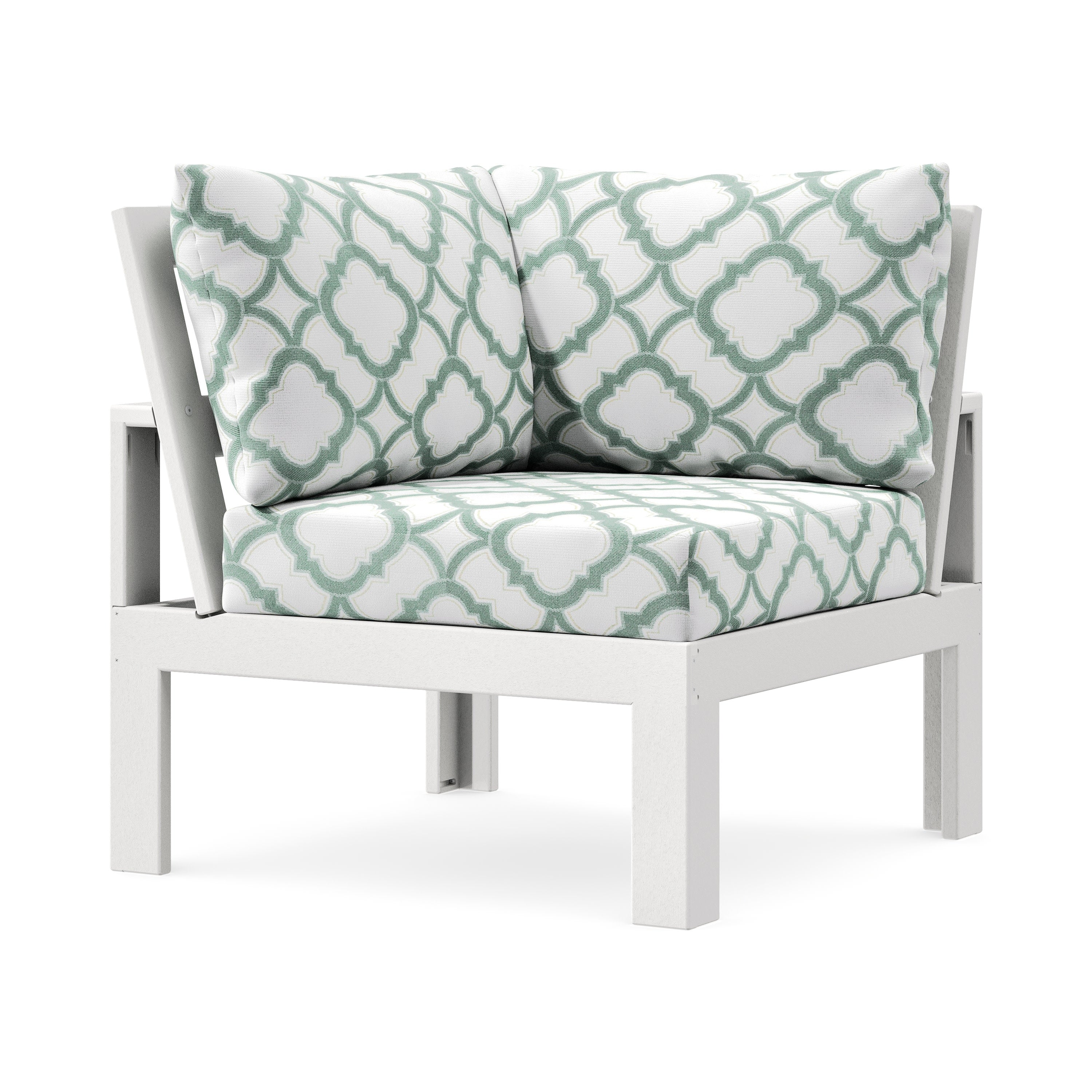 Modular Corner Chair in White / Trellis Glacier Spa