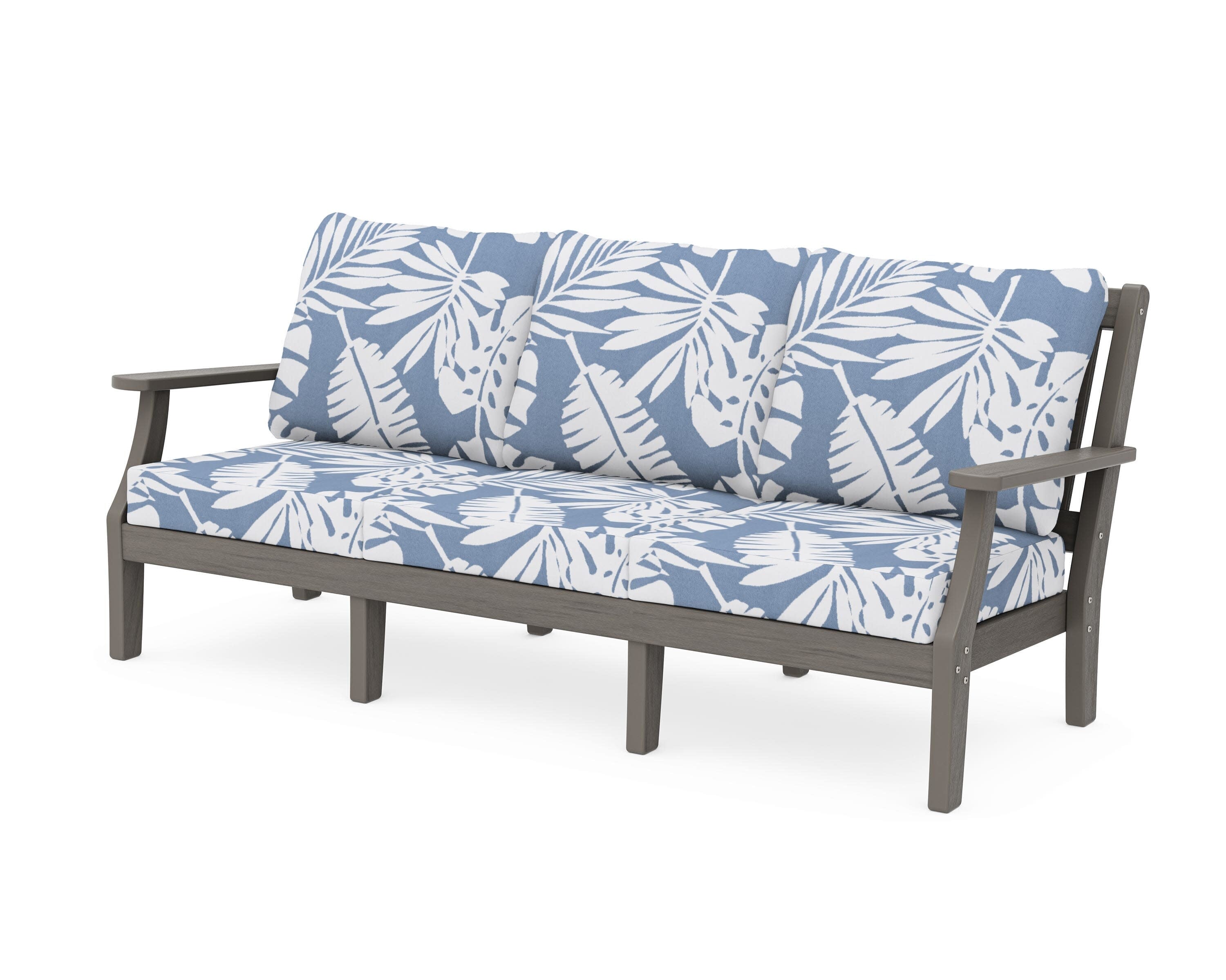 Chinoiserie Deep Seating Sofa in Driftwood / Leaf Sky Blue
