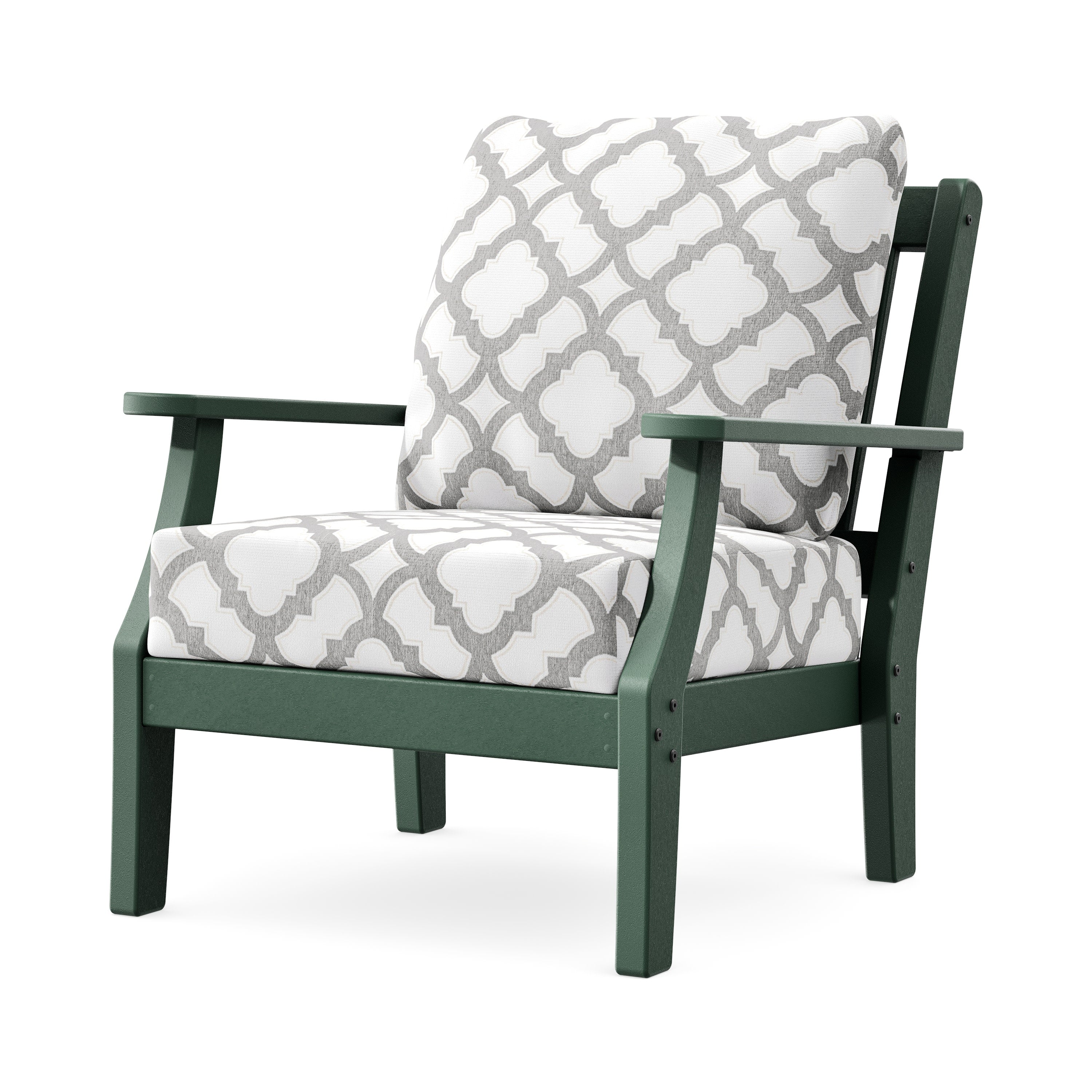 Chinoiserie Deep Seating Chair in Green / Trellis Grey Mist