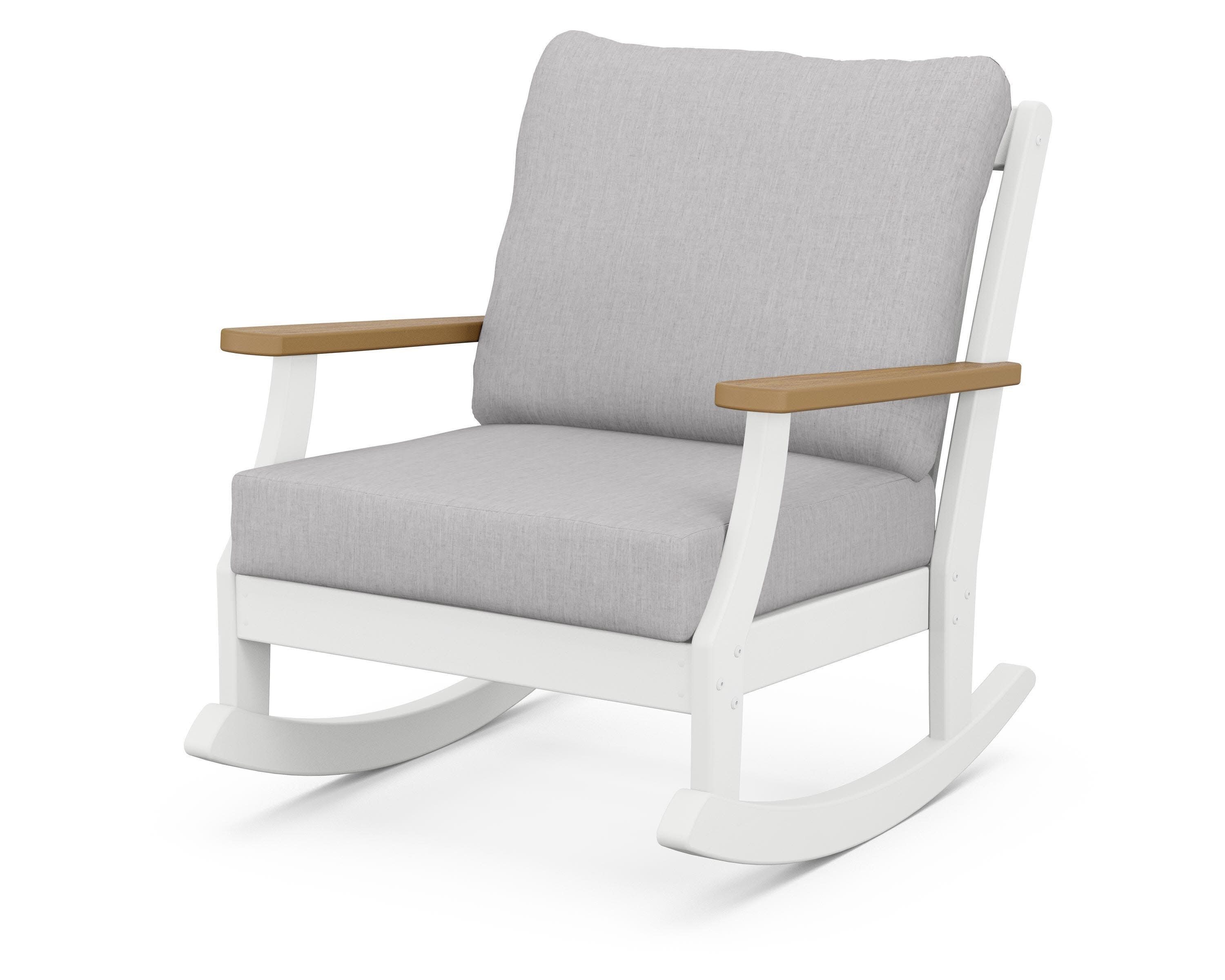 Braxton Deep Seating Rocking Chair in White / Natural / Granite