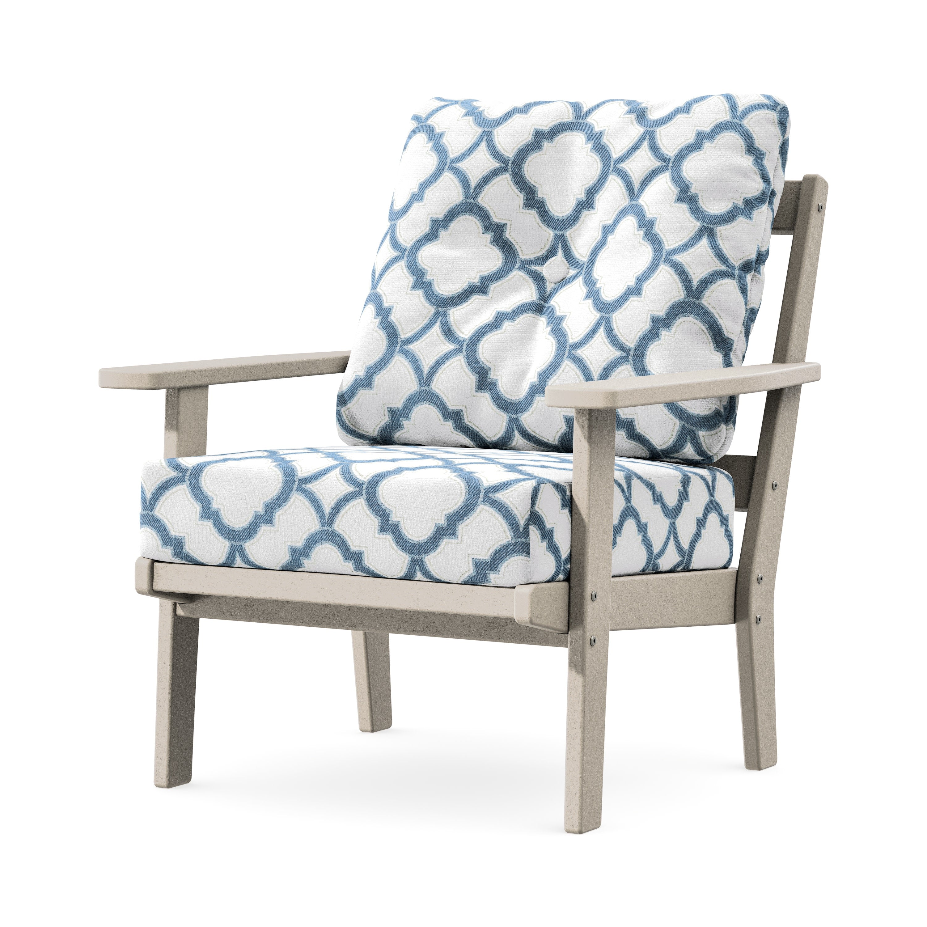 Prairie Deep Seating Chair in Sand / Trellis Sky Blue