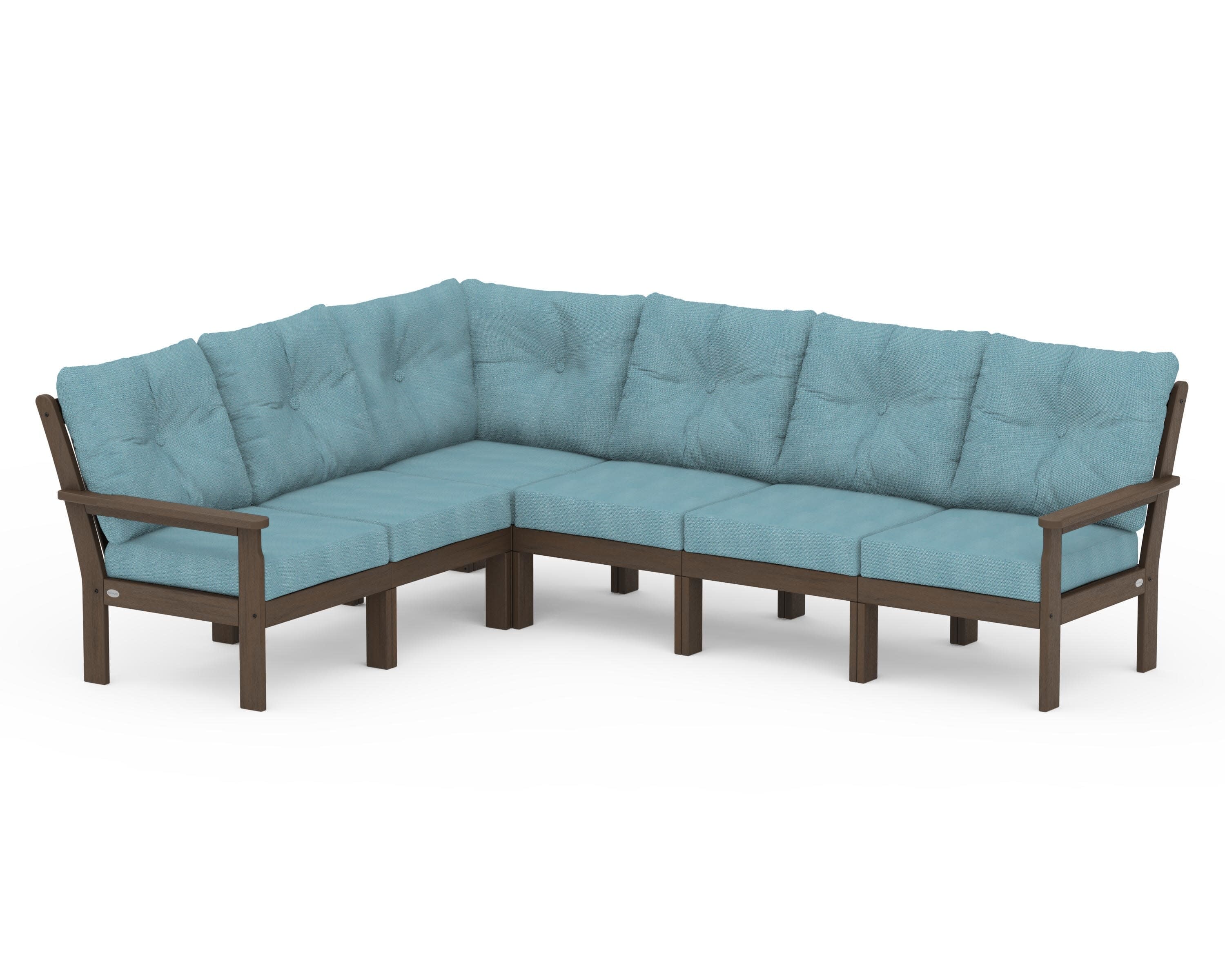 Vineyard 6-Piece Sectional in Kona / Lattice Sky Blue